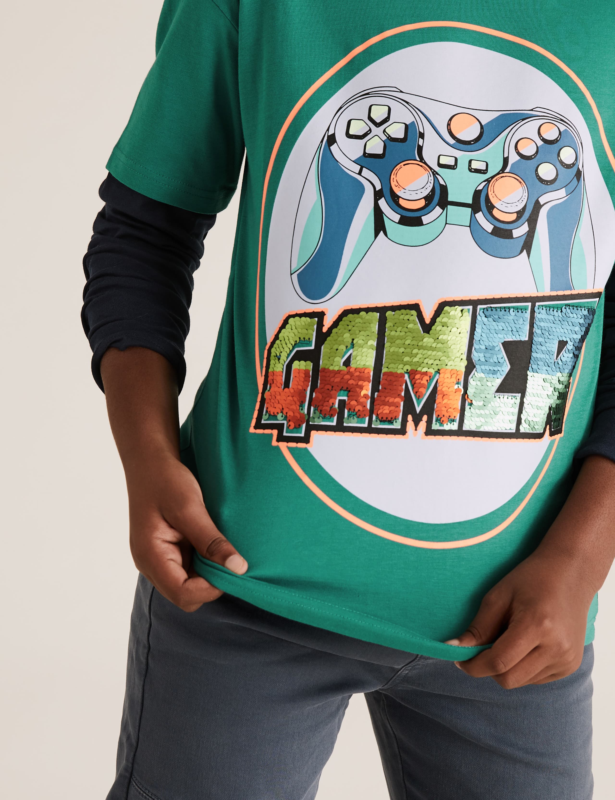 Cotton Sequin Gamer Slogan Top (6-16 Yrs) 3 of 5