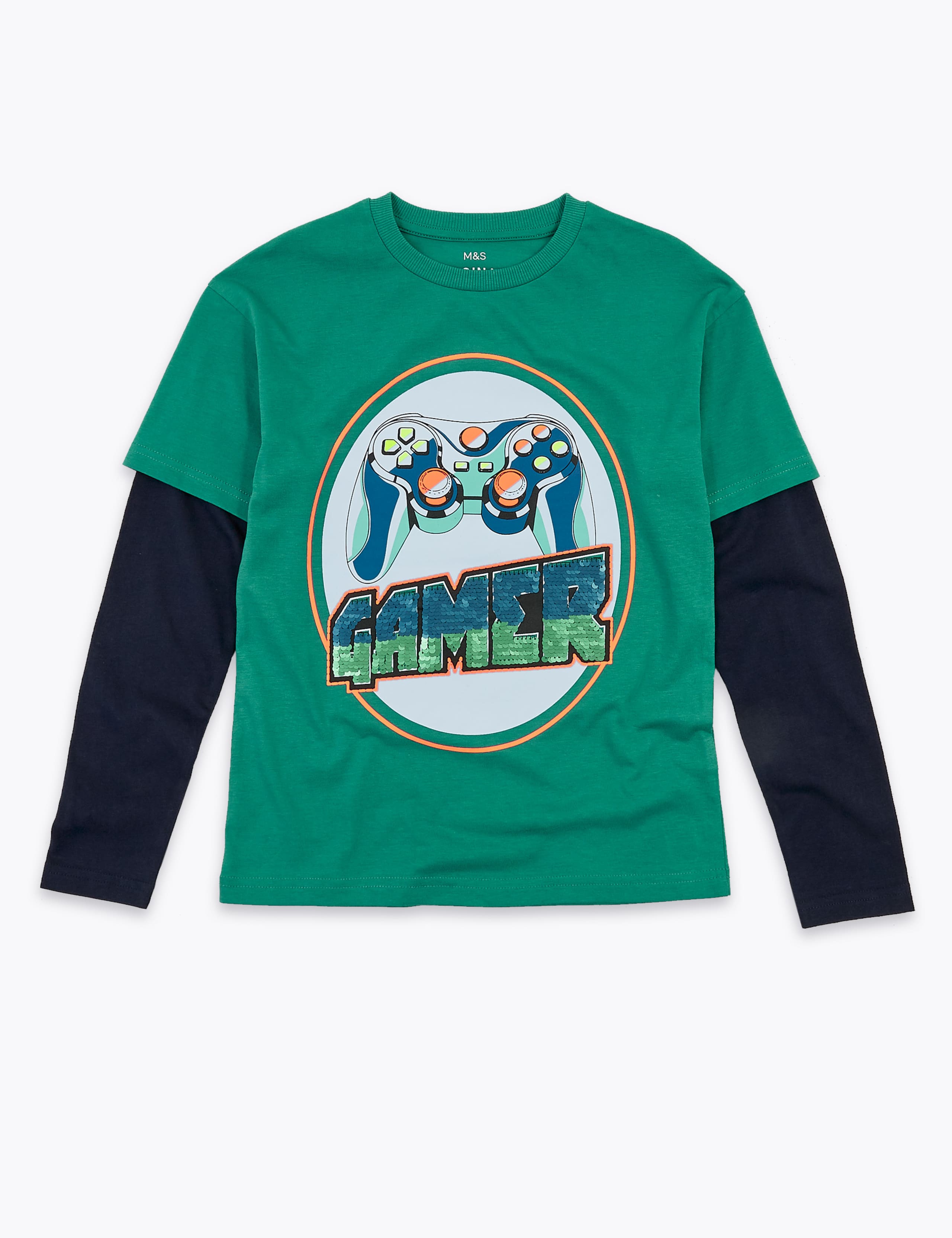 Cotton Sequin Gamer Slogan Top (6-16 Yrs) 2 of 5