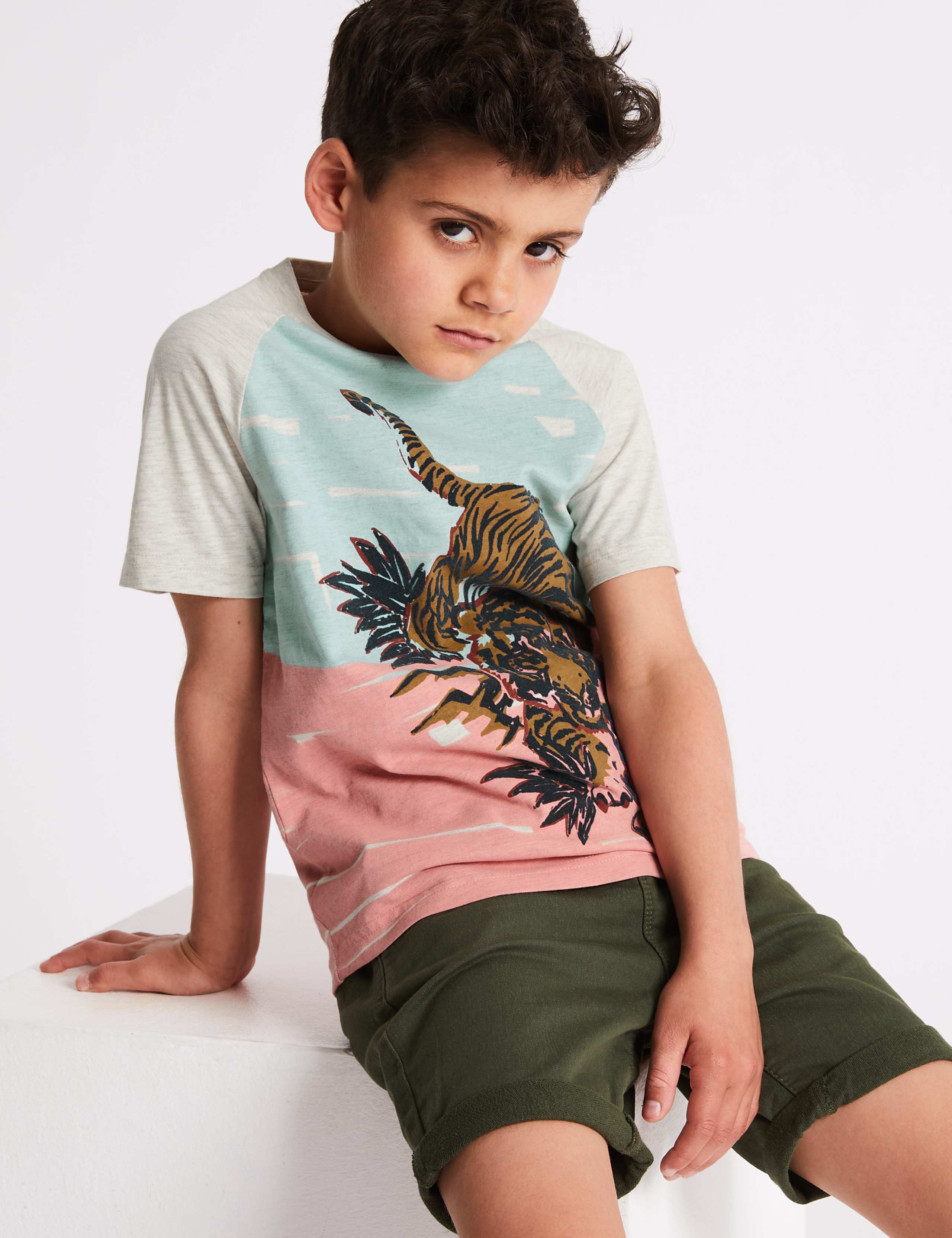 Cotton Rich Tiger Print T-Shirt (3-16 Years) 1 of 2