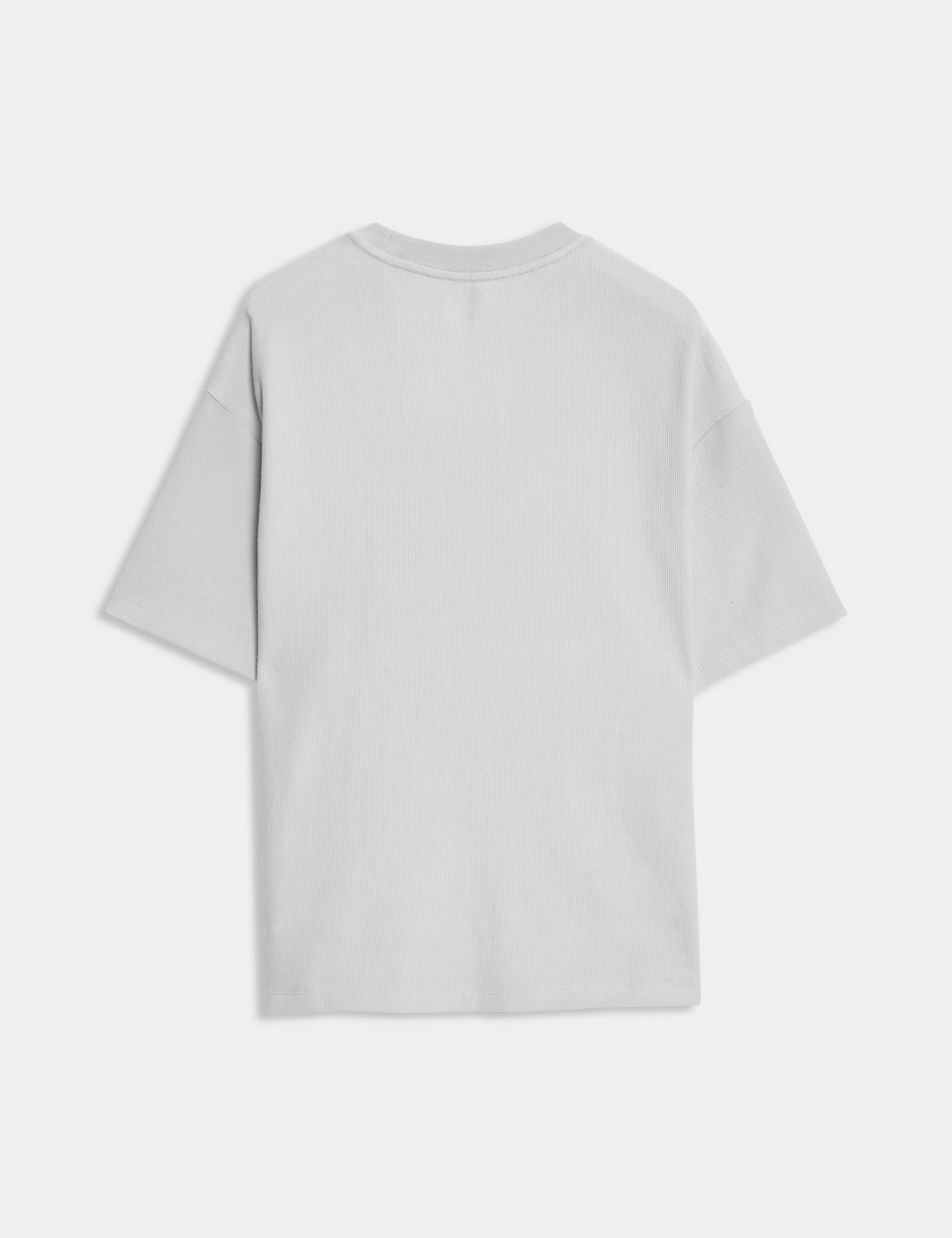 Pure Cotton Ottoman Textured T-shirt (6-16 Yrs) 2 of 2