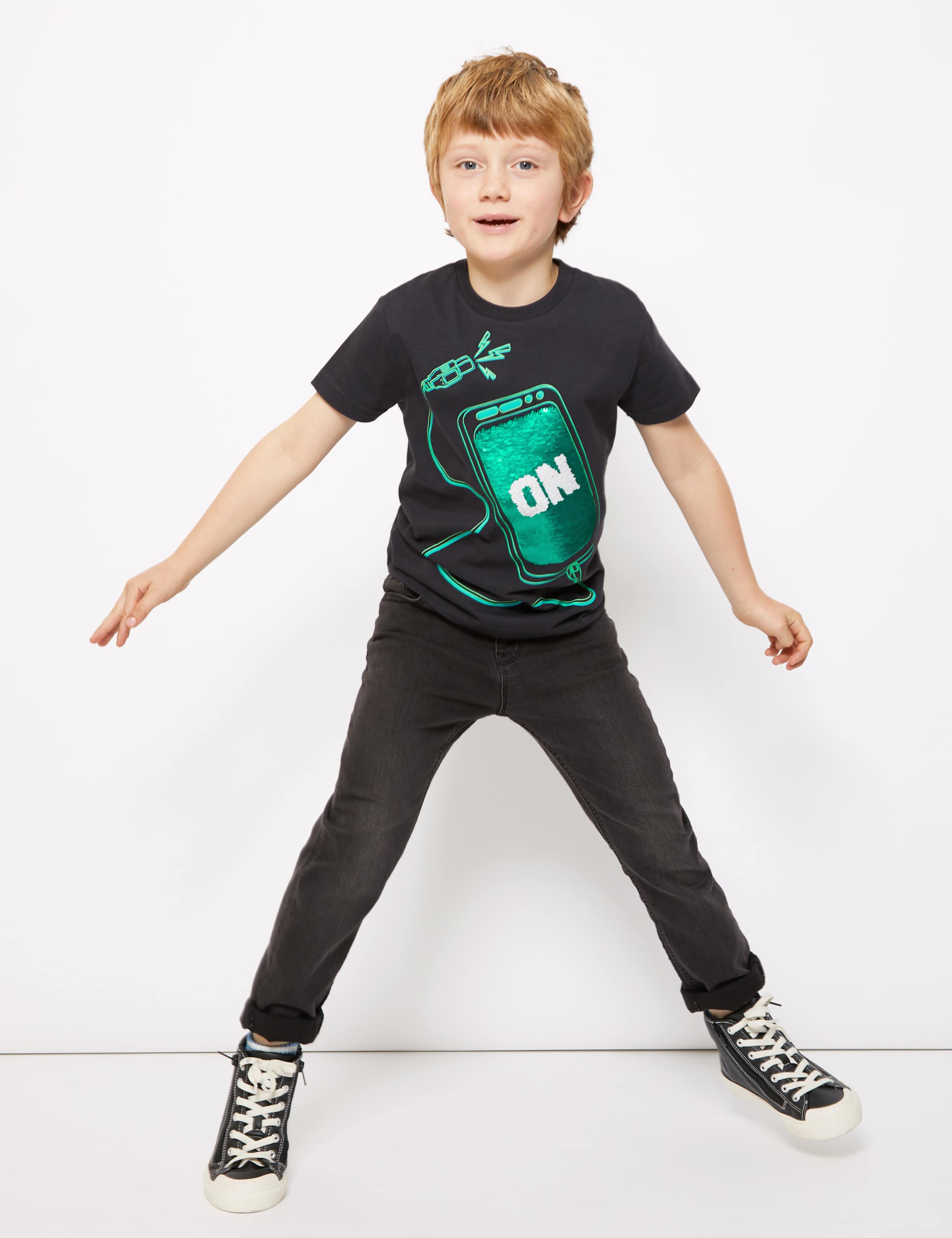 Cotton Two-Way Sequin T-Shirt (6-16 Yrs) 1 of 7