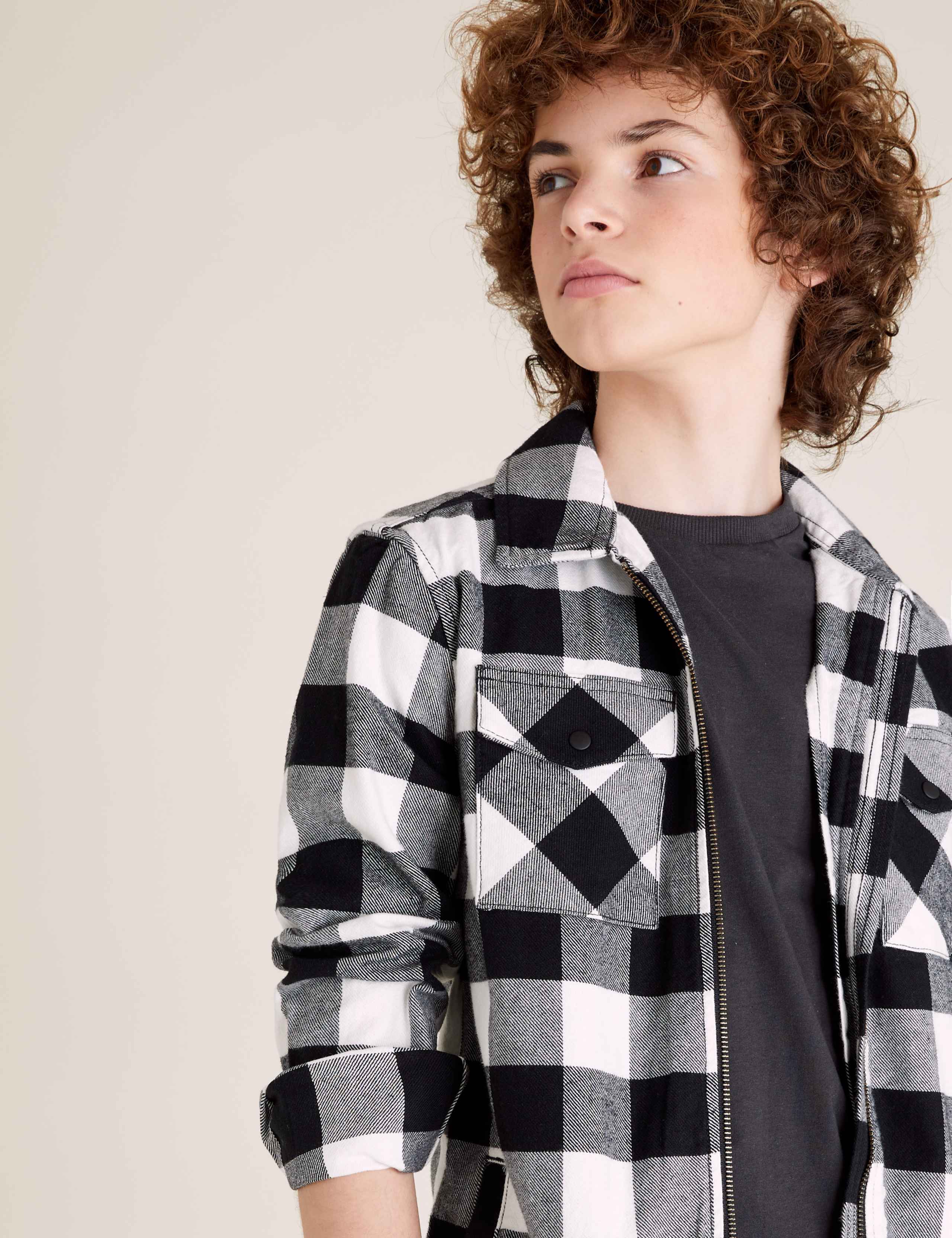 2pc Pure Cotton Check Shirt with T-Shirt (6-14 Yrs) 1 of 4
