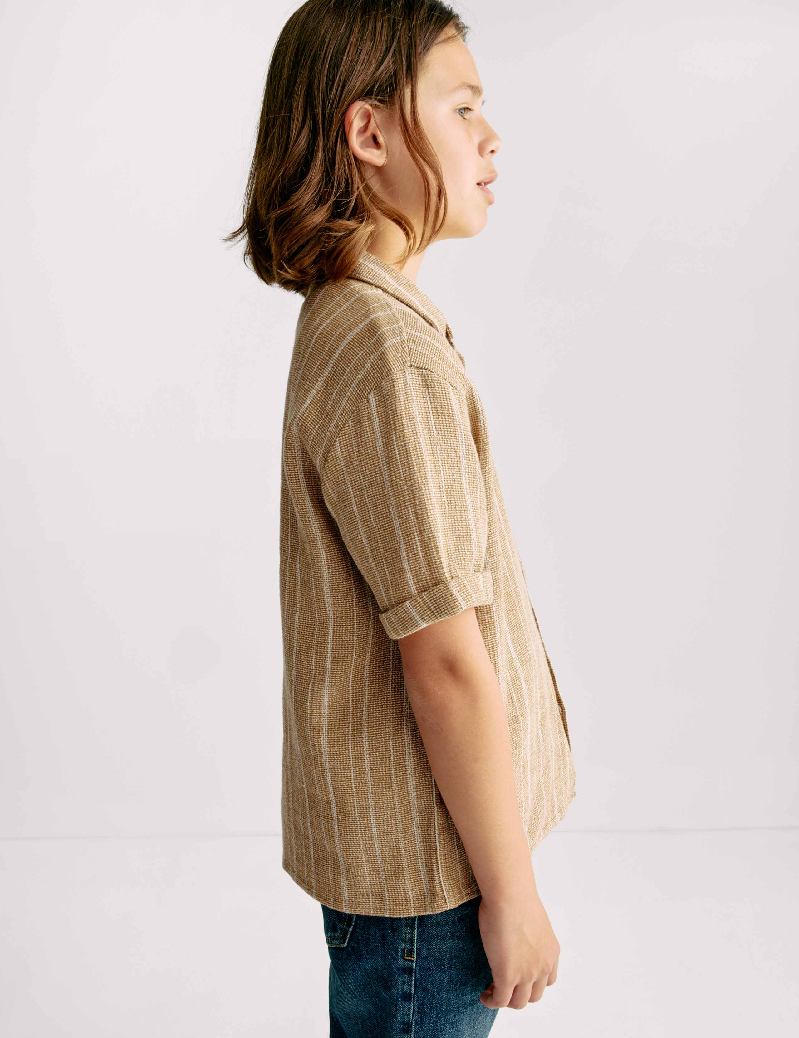 Pure Cotton Textured Striped Shirt (6-16 Yrs) 3 of 7