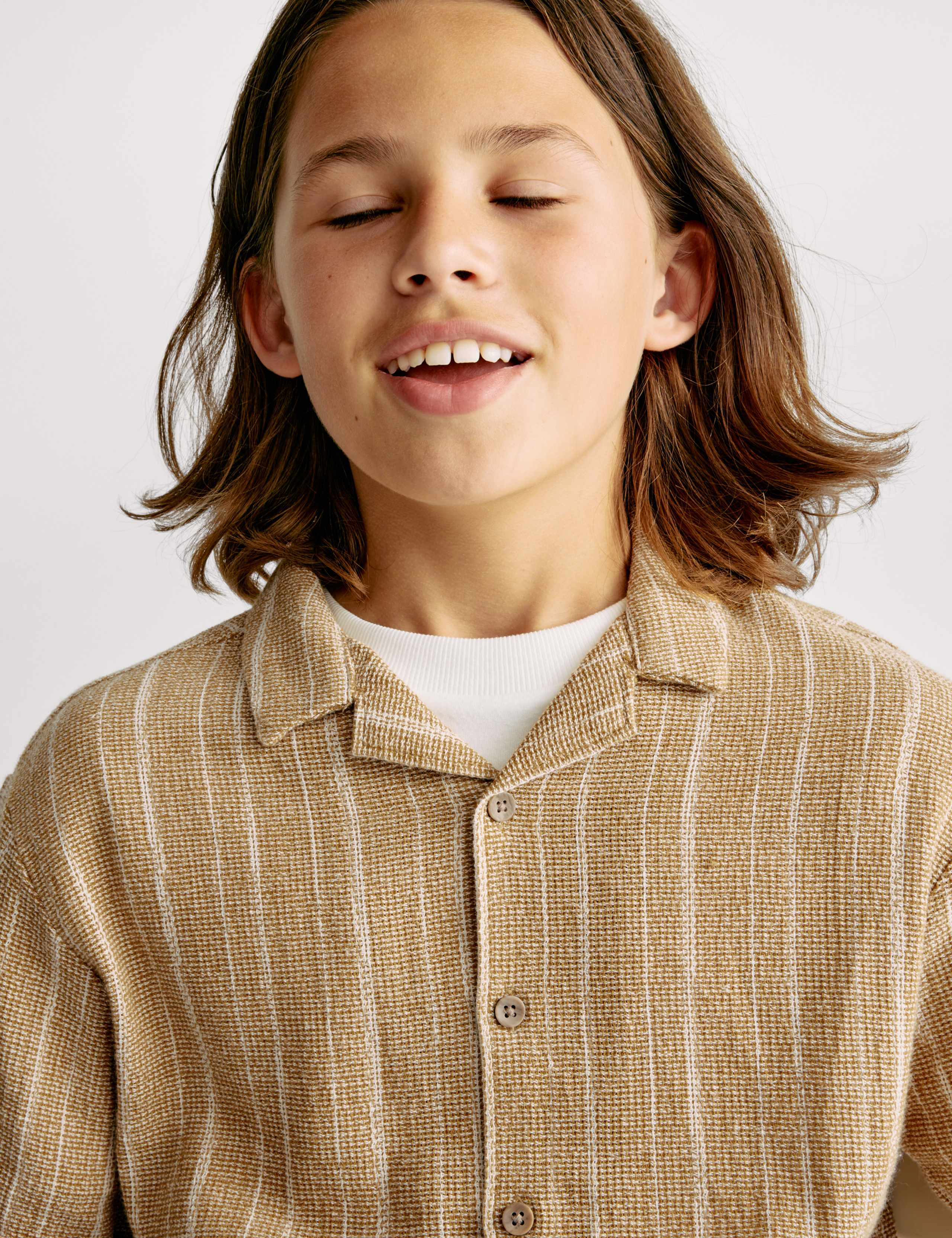 Pure Cotton Textured Striped Shirt (6-16 Yrs) 4 of 7