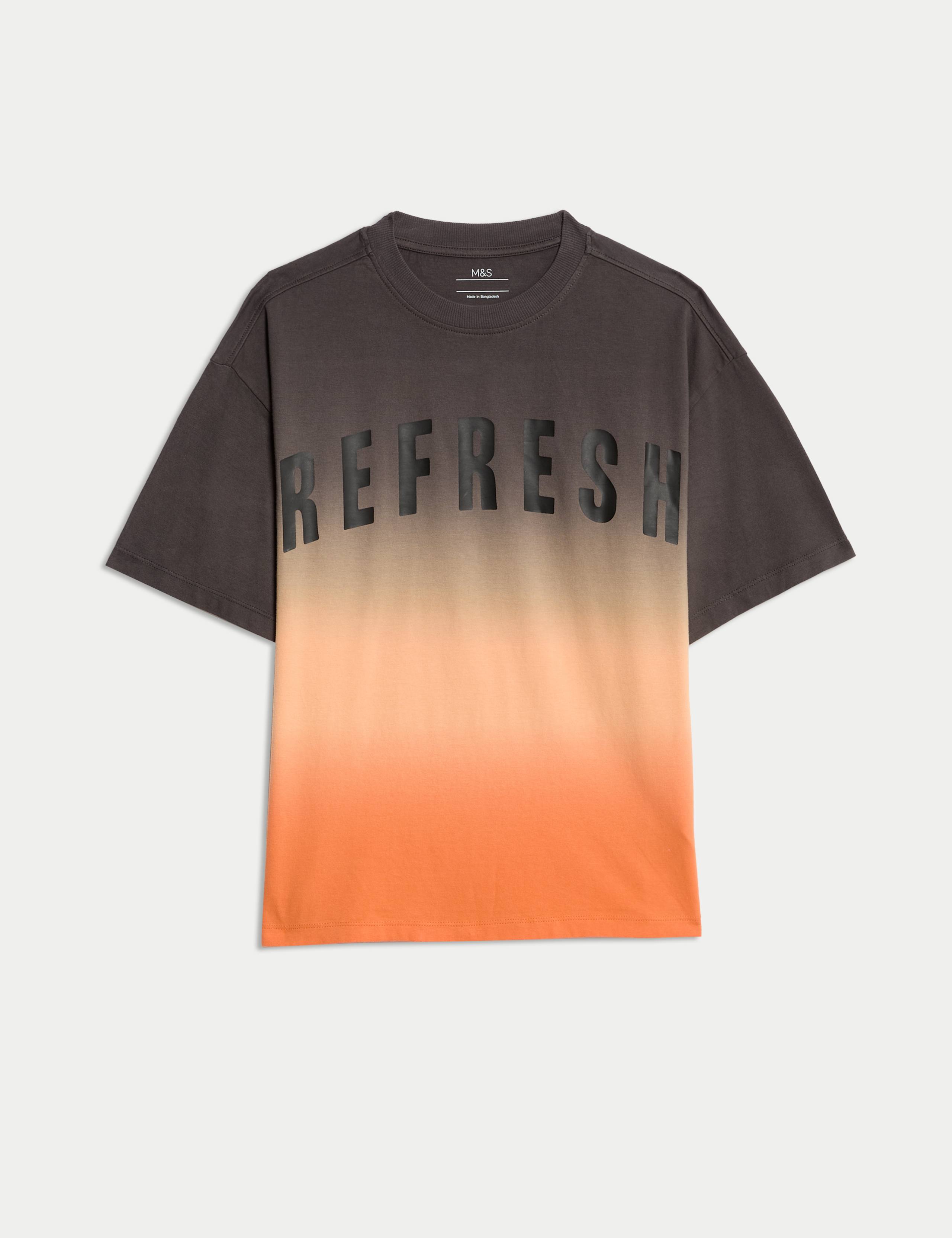 Pure Cotton Ombre Refresh Slogan T-Shirt (6-16 Yrs) 2 of 6