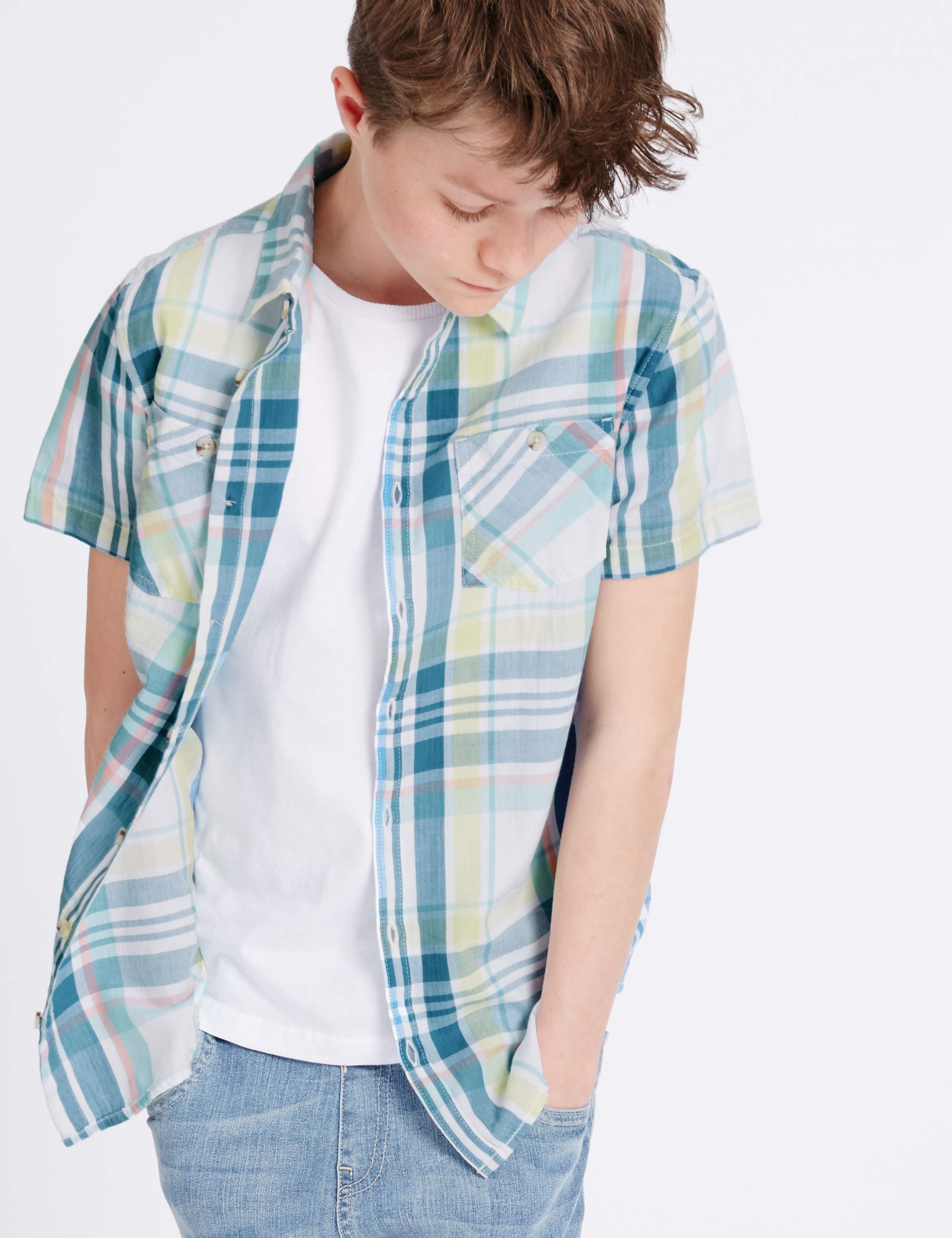 Pure Cotton Checked Shirt (3-14 Years) 1 of 5
