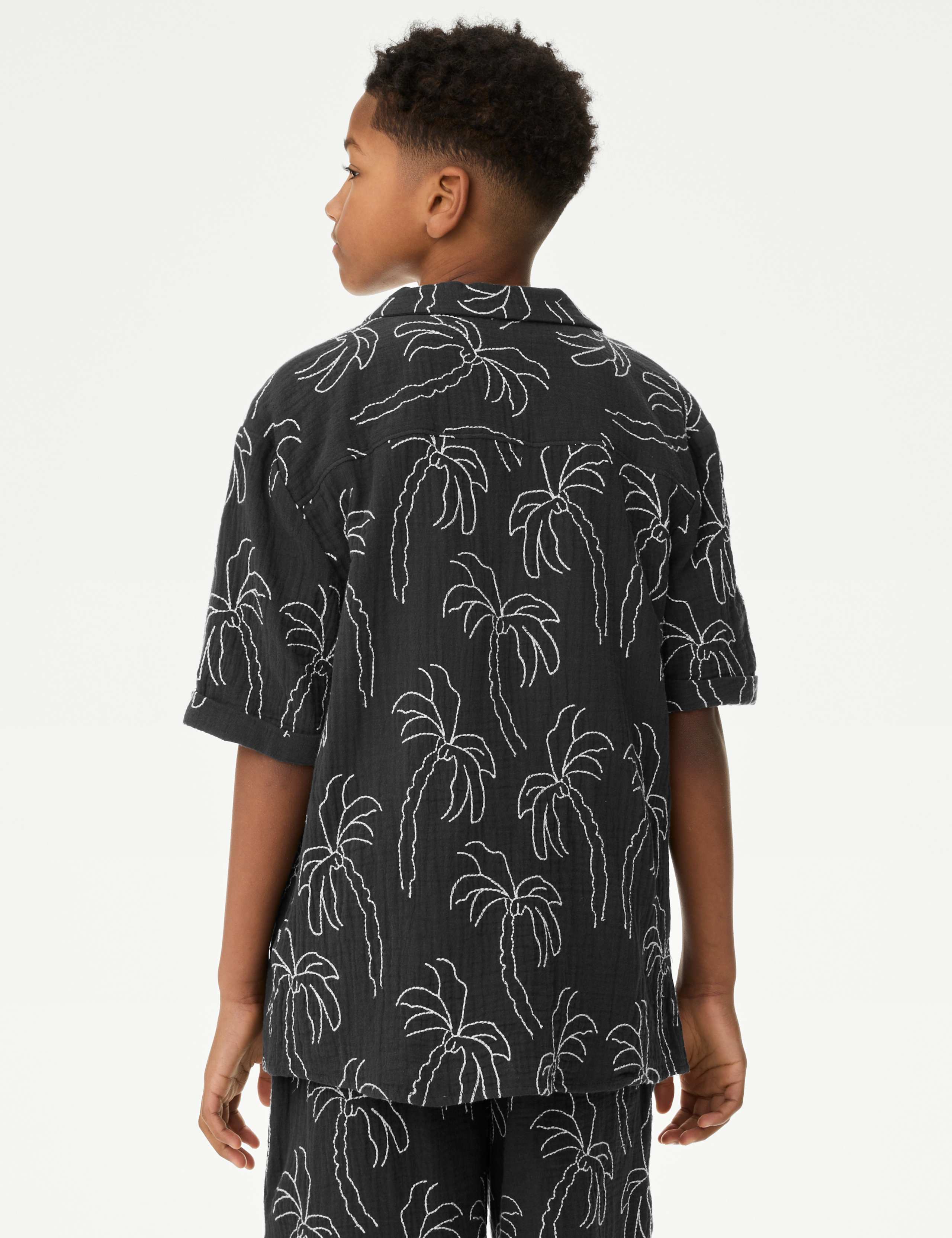 Pure Cotton Textured Palm Tree Shirt (2-16 Yrs) 4 of 5