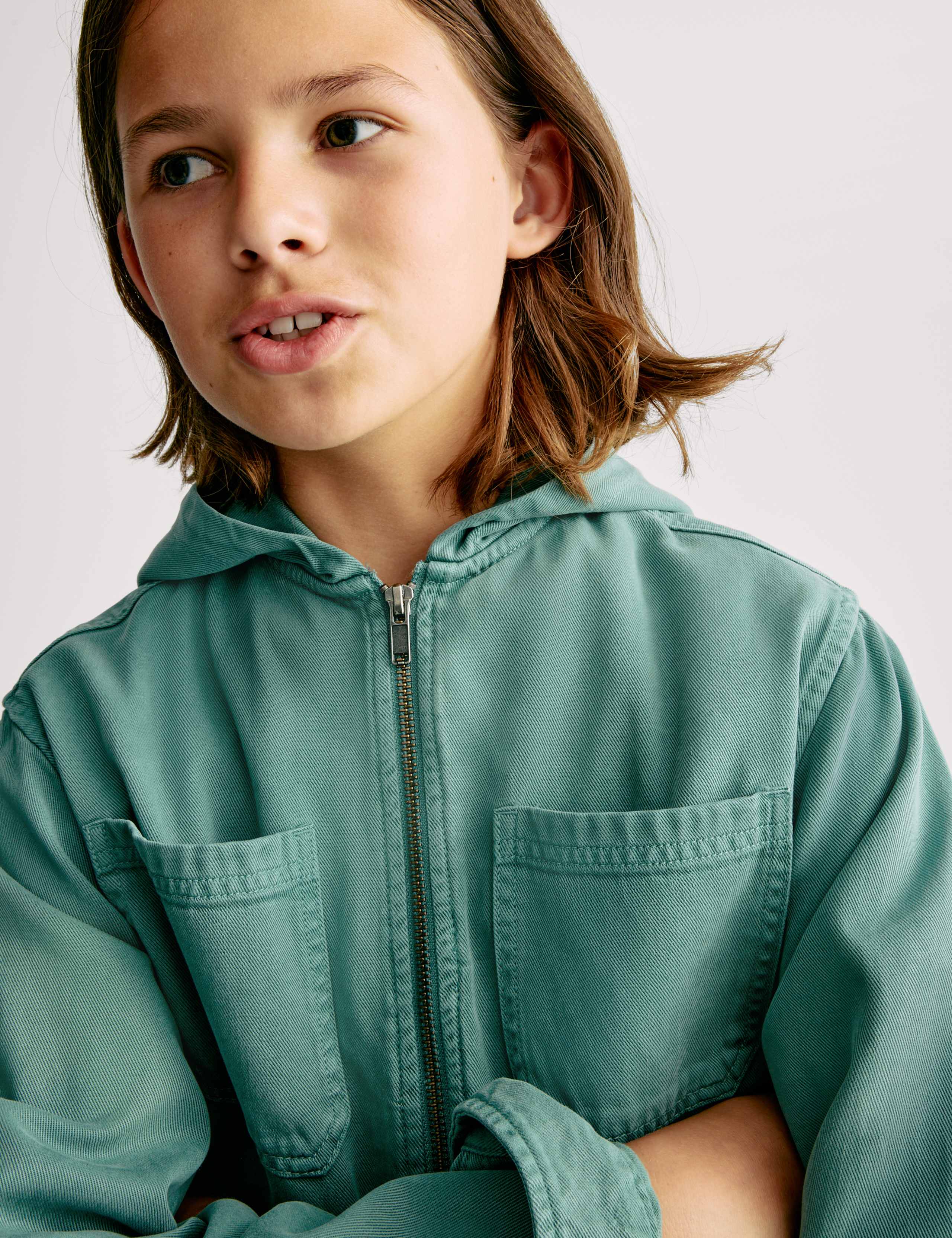 Cotton Blend Hooded Zip Shacket (6-16 Yrs) 3 of 6