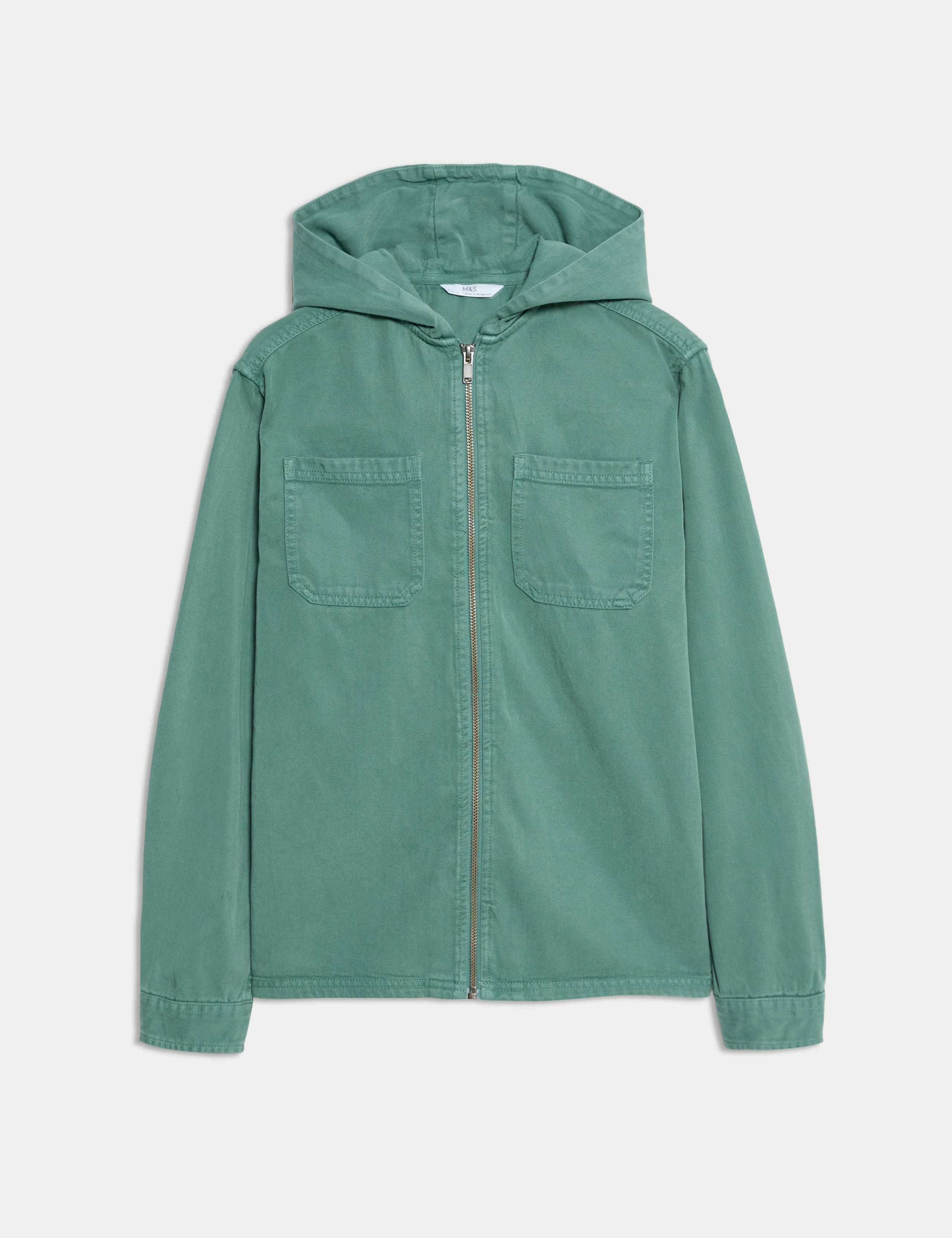 Cotton Blend Hooded Zip Shacket (6-16 Yrs) 2 of 6