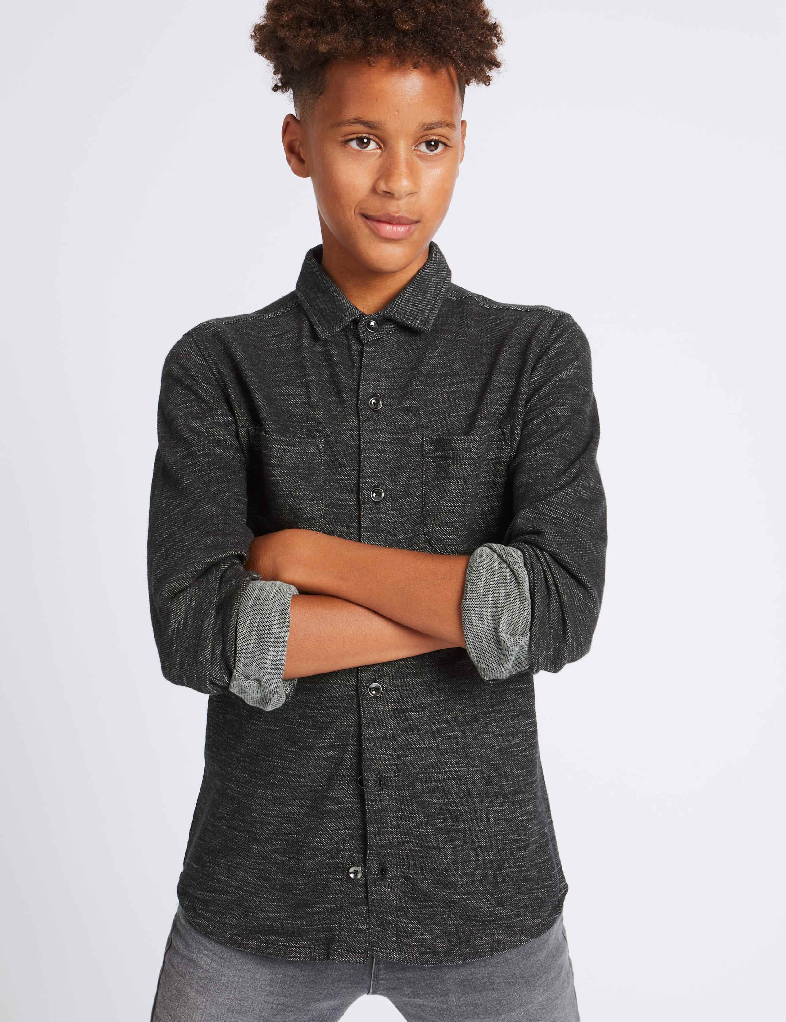 Pure Cotton Textured Shirt (3-14 Years) 1 of 5