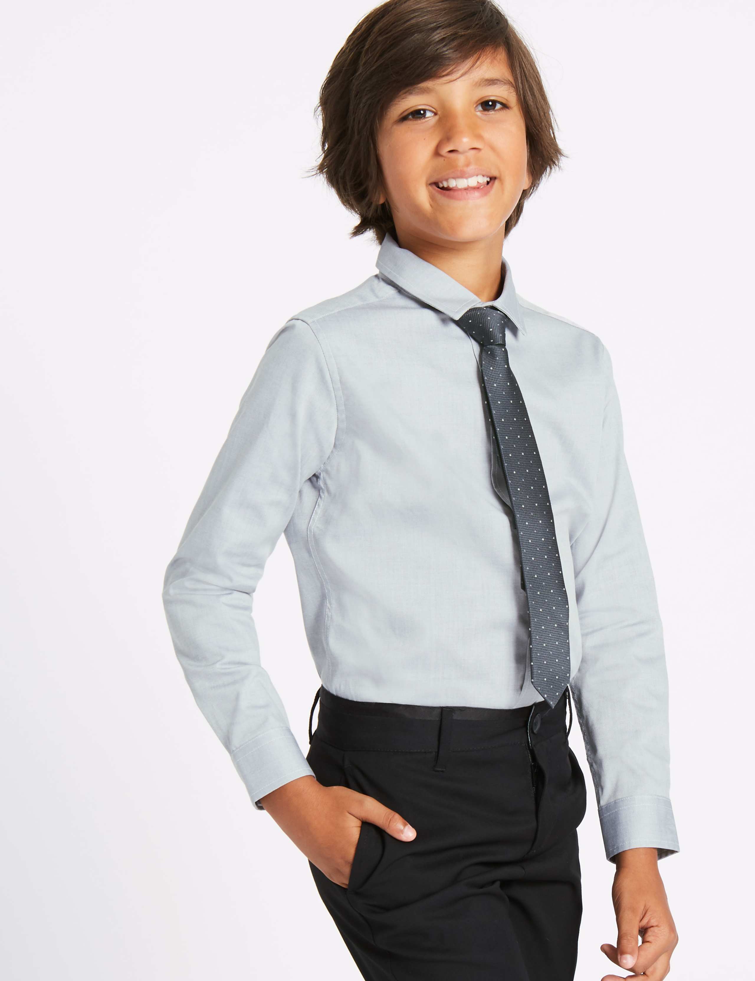 Textured Shirt with Tie (3-14 Years) 1 of 7
