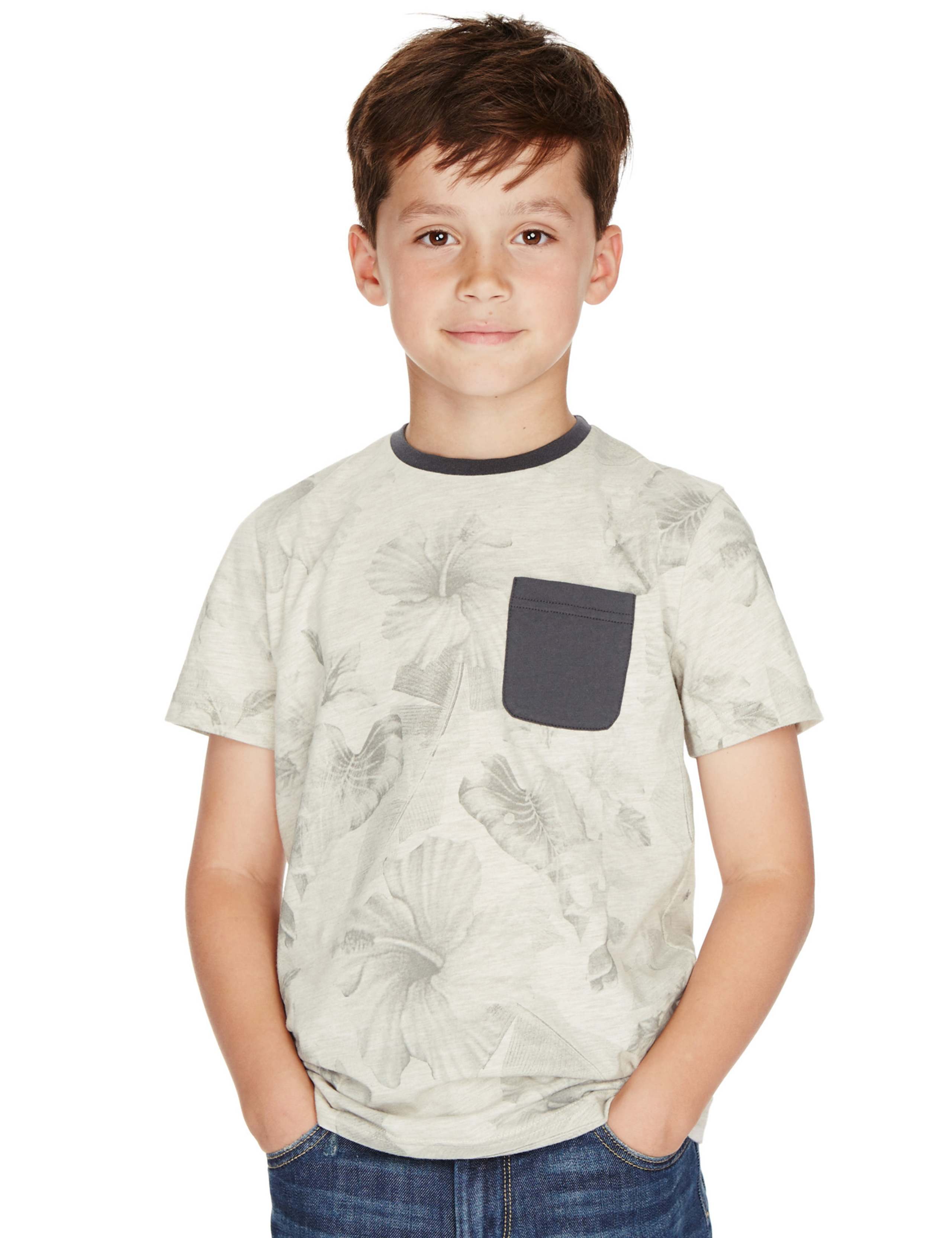 Pure Cotton Hibiscus Print T-Shirt (5-14 Years) 1 of 3