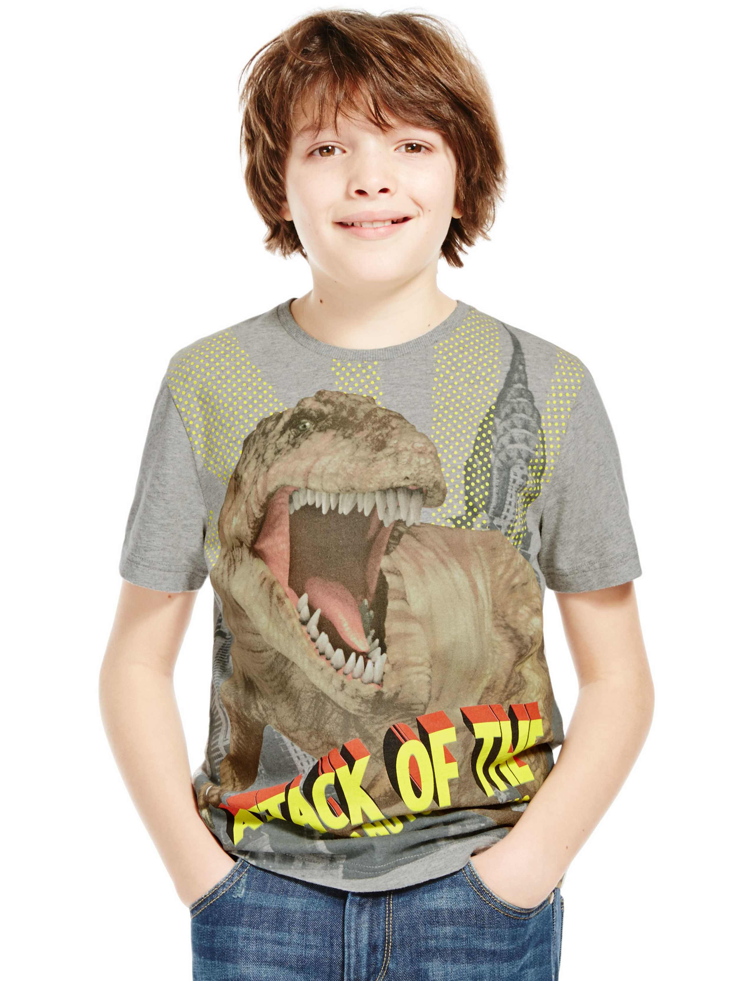 Pure Cotton Natural History Museum Attack of the Dinosaur T-Shirt (5-14 Years) 1 of 3