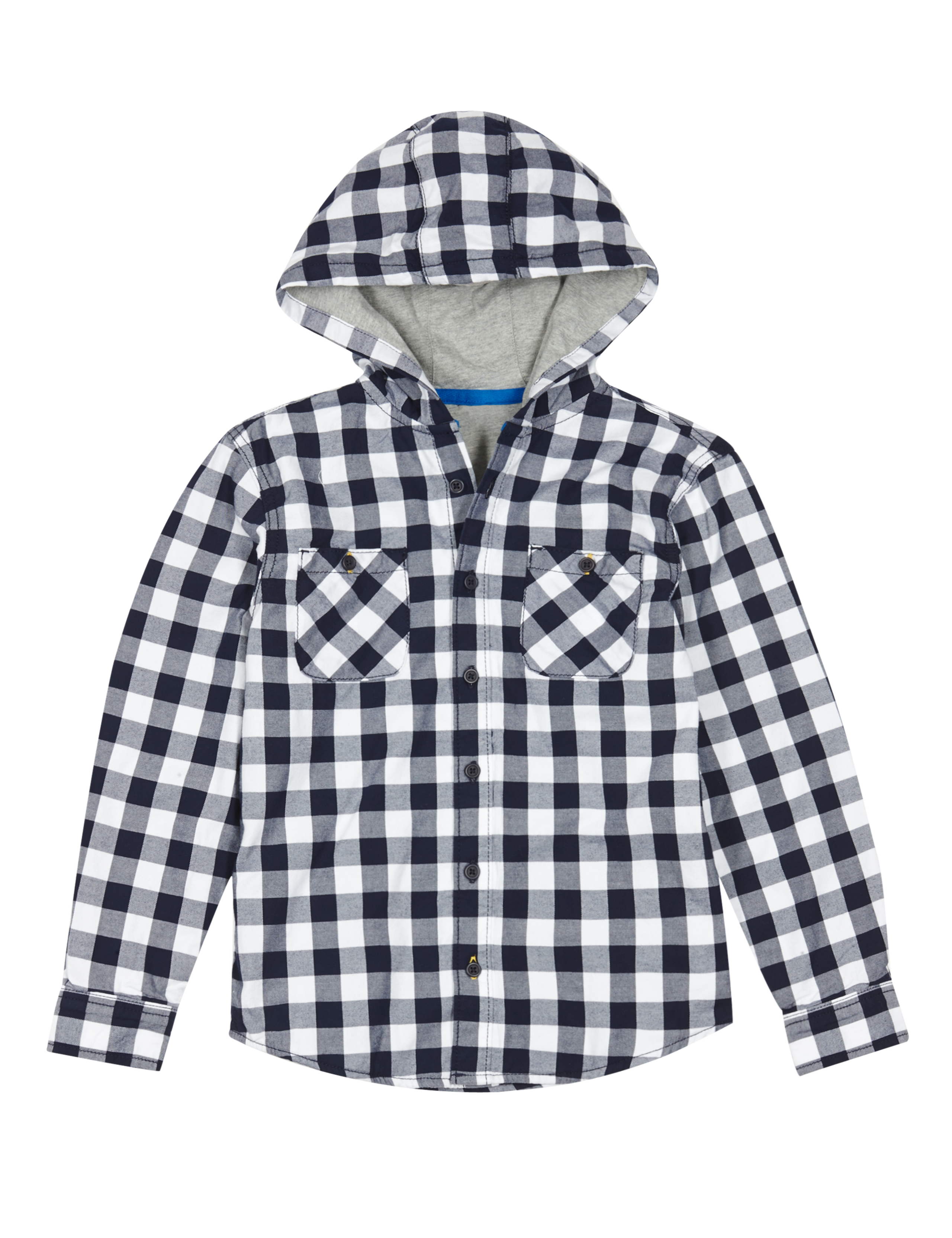 Pure Cotton Hooded Checked Shirt (5-14 Years) 2 of 3