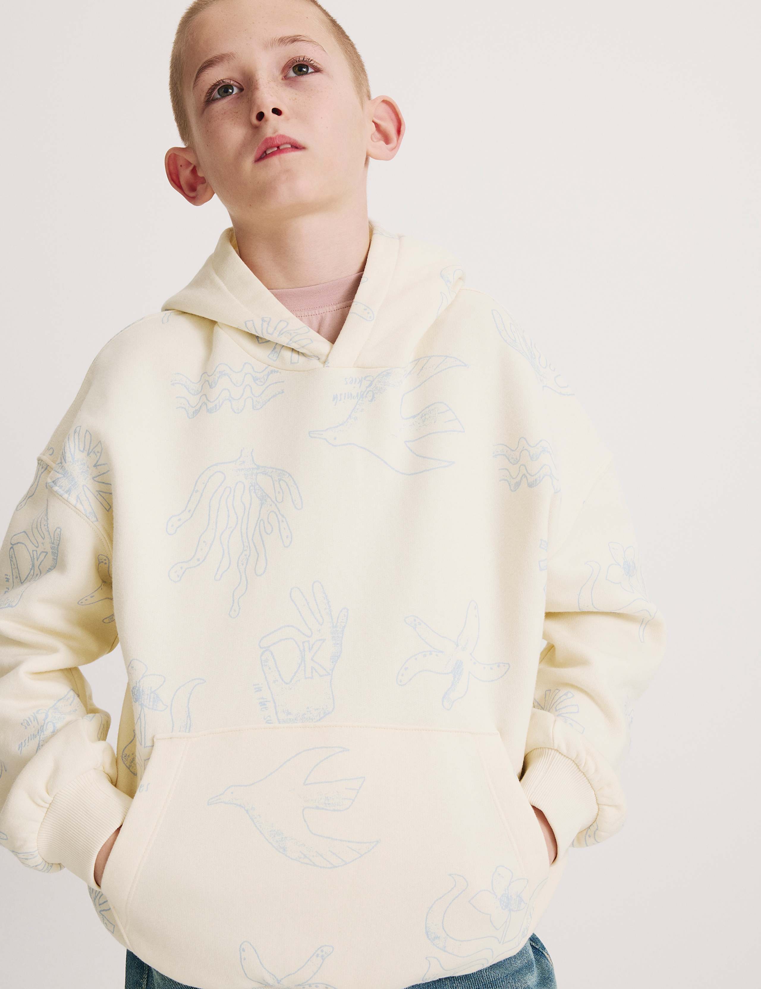 Cotton Rich Patterned Hoodie (6-16 Yrs) 1 of 7