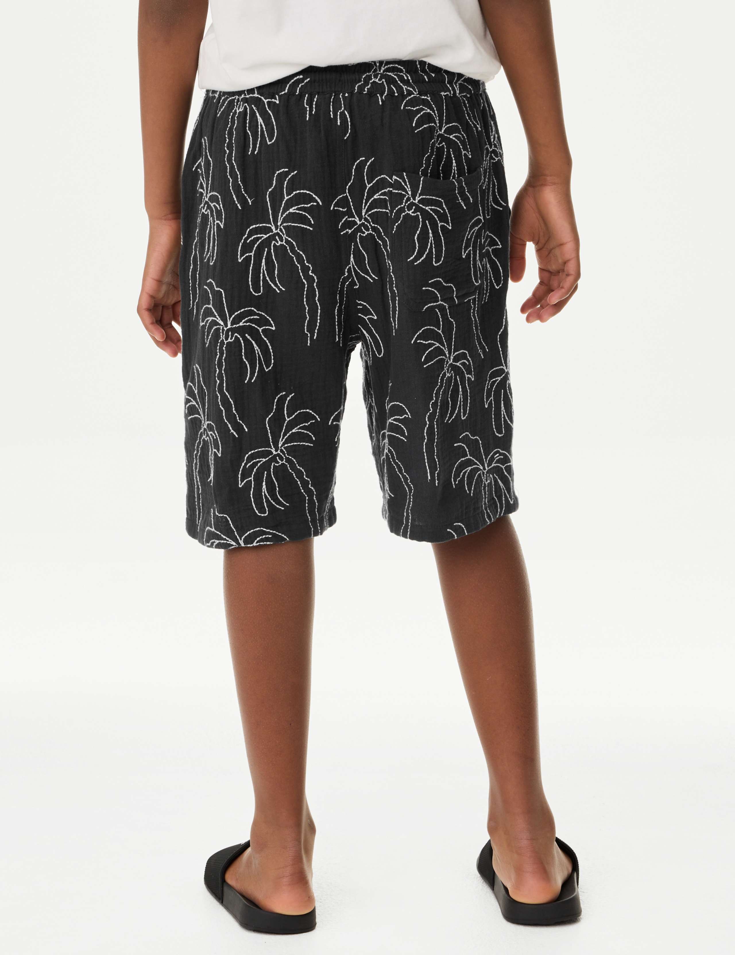 Pure Cotton Textured Palm Tree Shorts (2-16 Yrs) 5 of 5