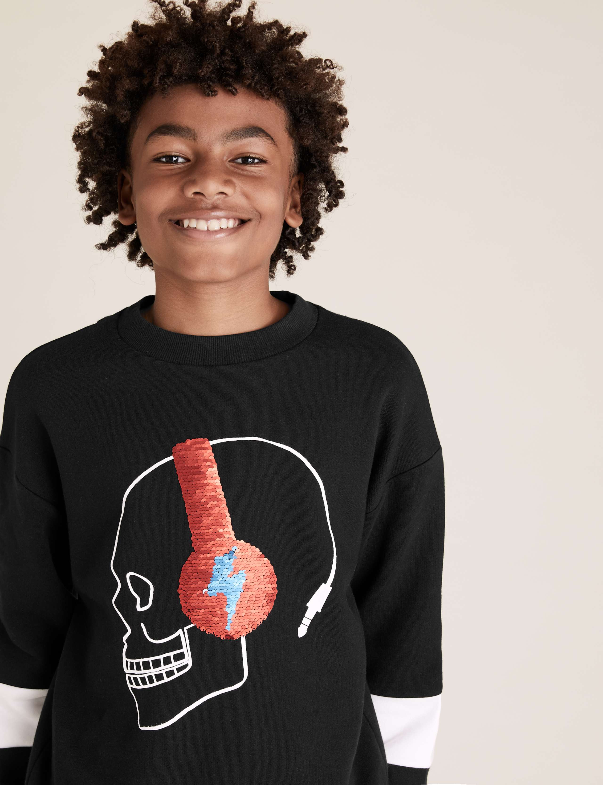 Cotton Sequin Headphones Skull Sweatshirt (6-16 Yrs) 3 of 5