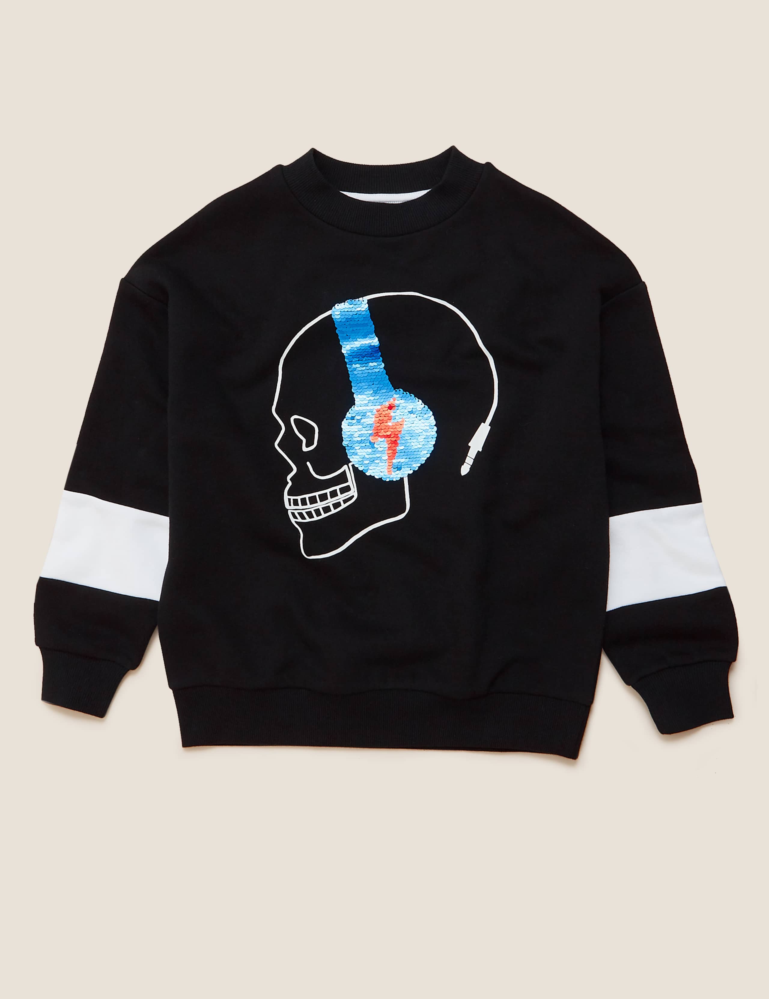 Cotton Sequin Headphones Skull Sweatshirt (6-16 Yrs) 2 of 5