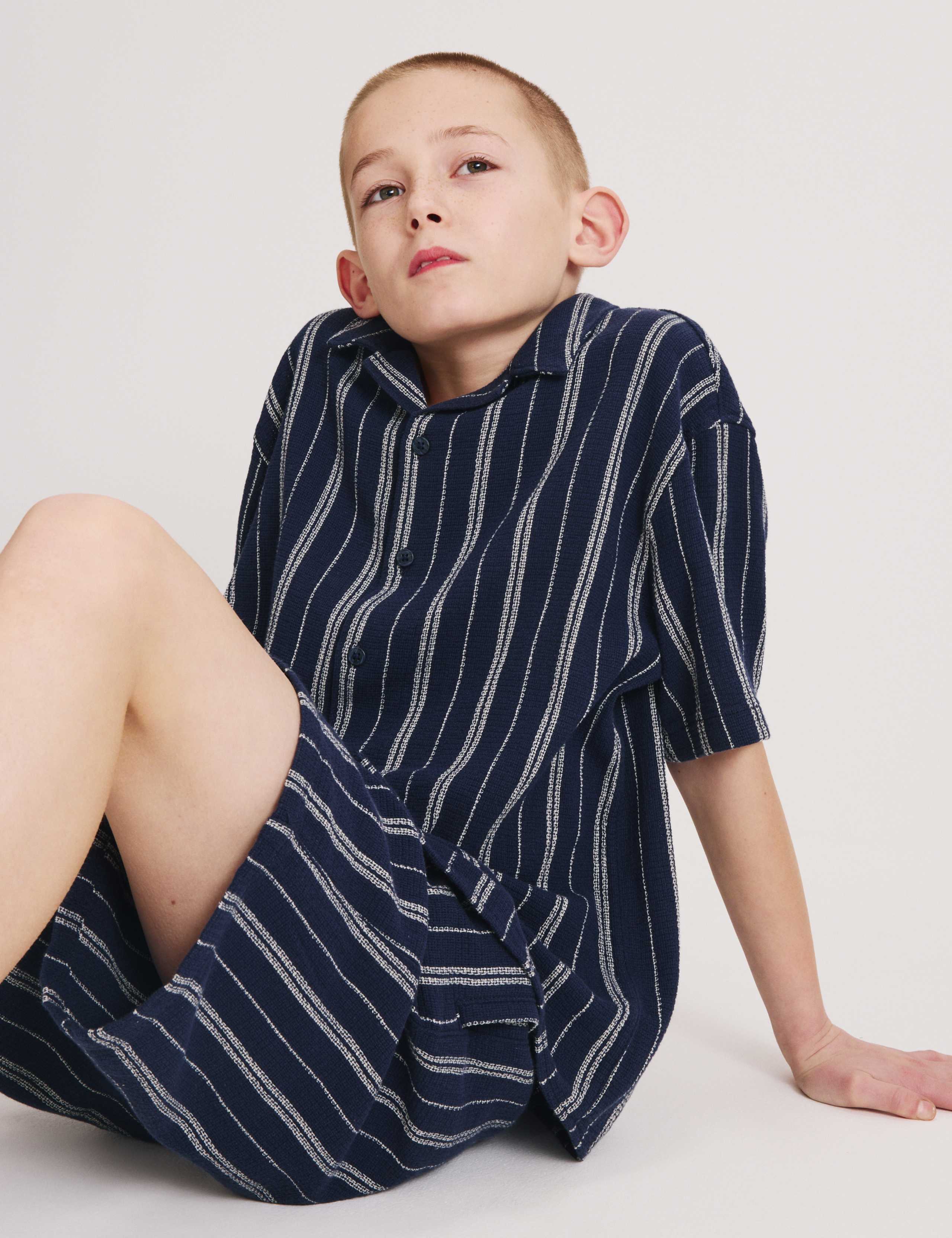 Pure Cotton Textured Striped Shorts (6-16 Yrs) 4 of 4