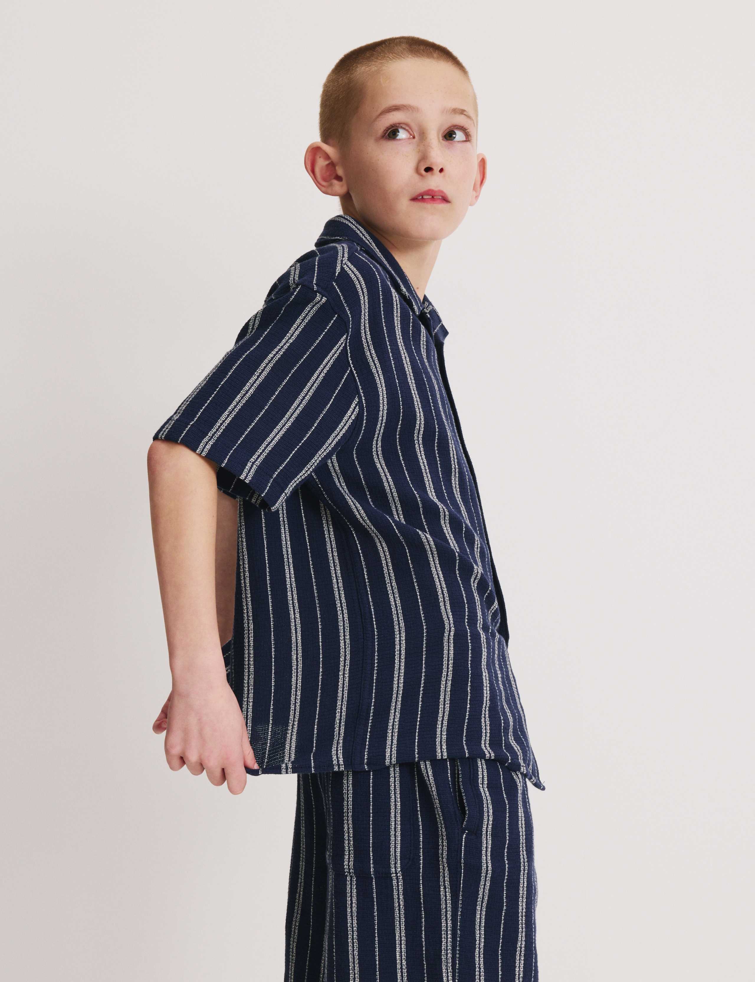 Pure Cotton Textured Stripe Shirt (6-16 Yrs) 5 of 7