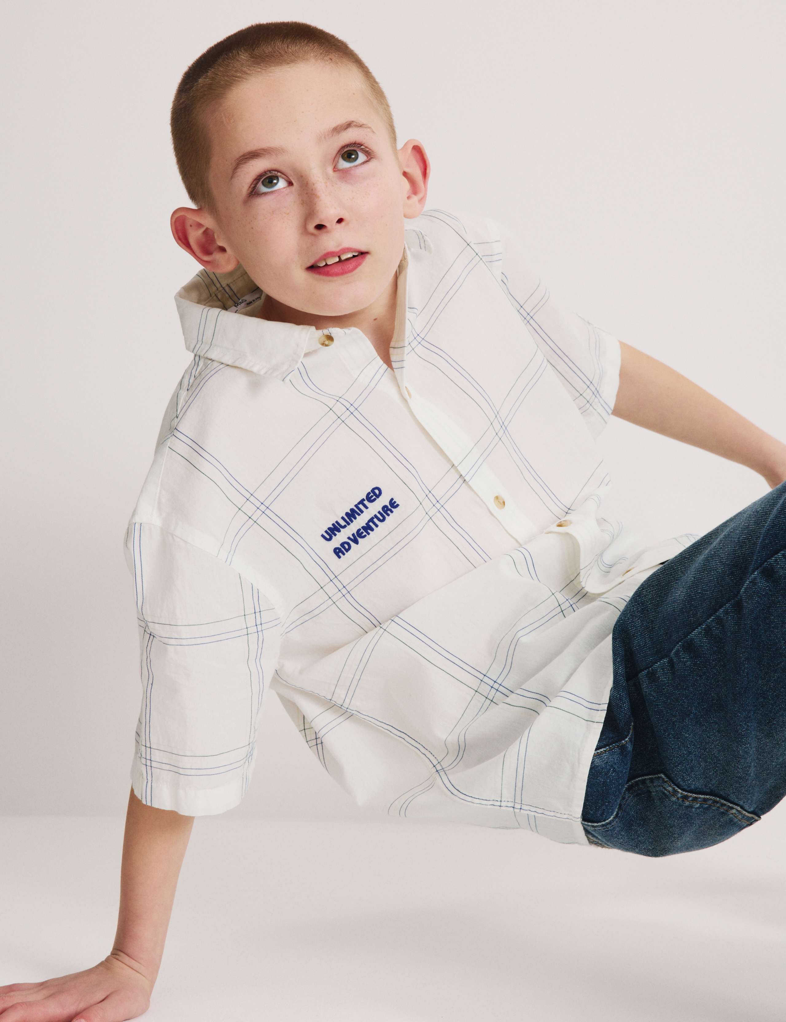 Pure Cotton Textured Check Shirt (6-16 Yrs) 7 of 7