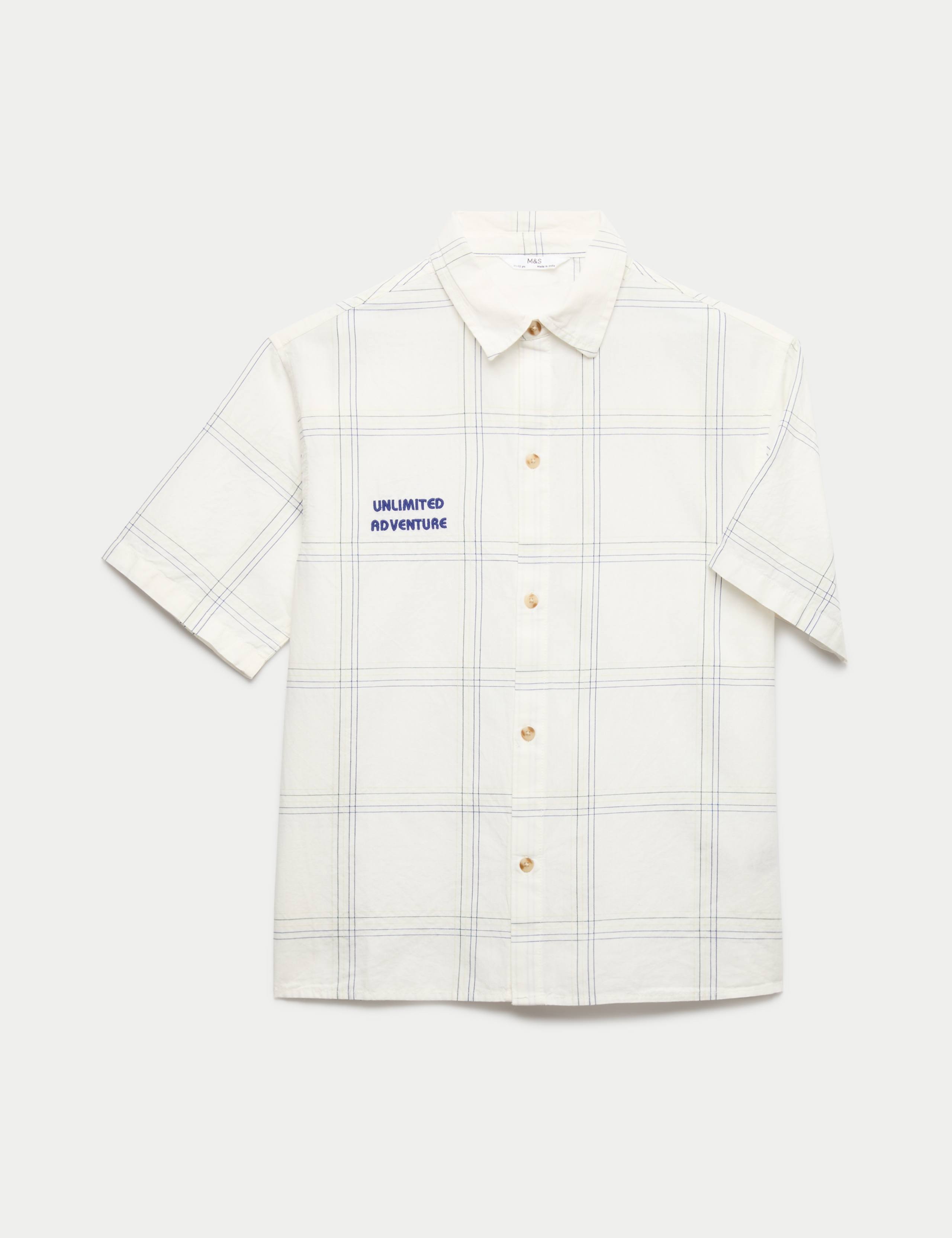 Pure Cotton Textured Check Shirt (6-16 Yrs) 2 of 7