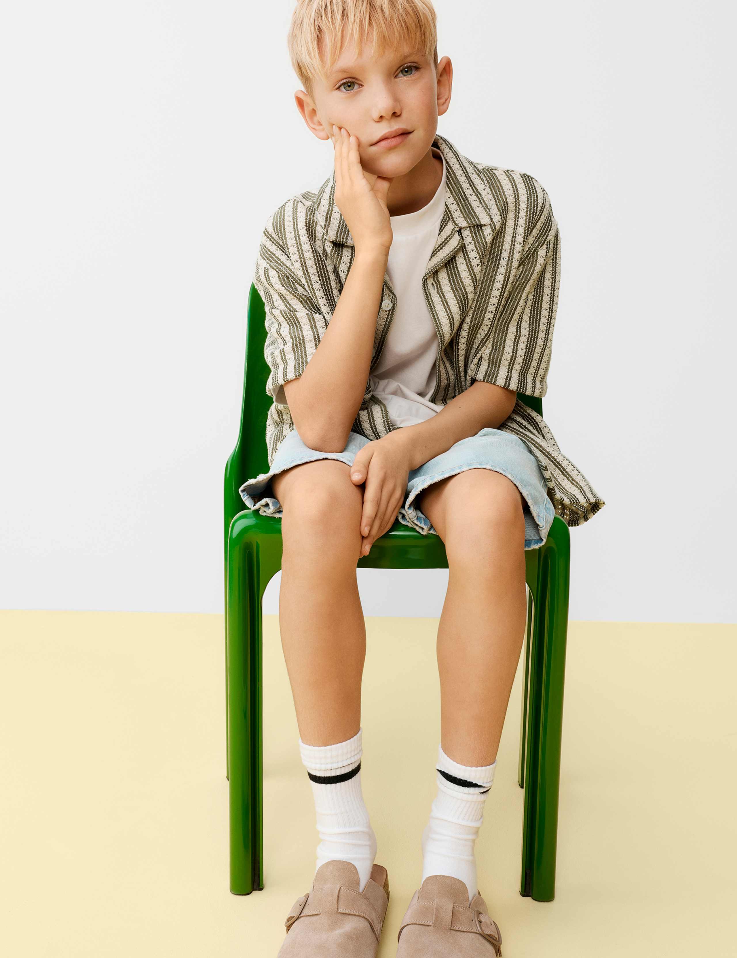 Cotton Rich Textured Striped Shirt (6-16 Yrs) 1 of 2