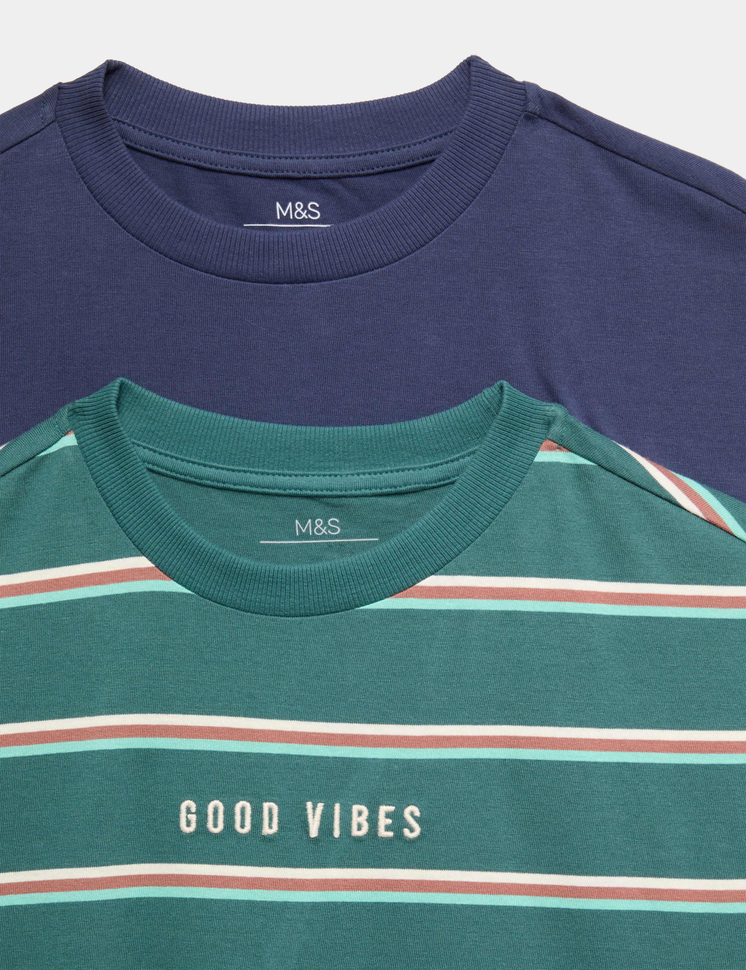 2 Pack Pure Cotton Good Vibes T-Shirts (6-16 Yrs) 2 of 2