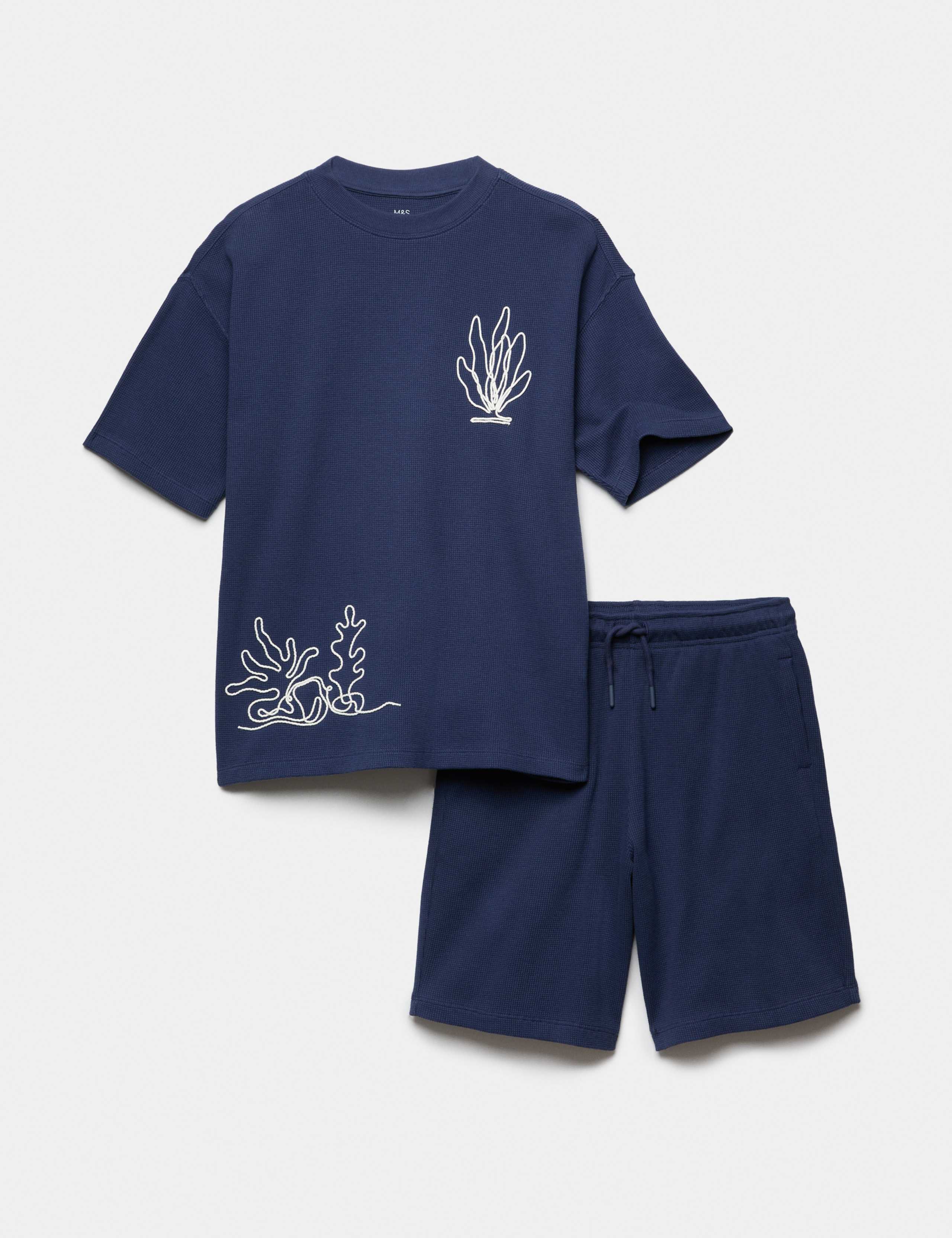 Pure Cotton Textured Top & Shorts (6-16 Yrs) 1 of 1
