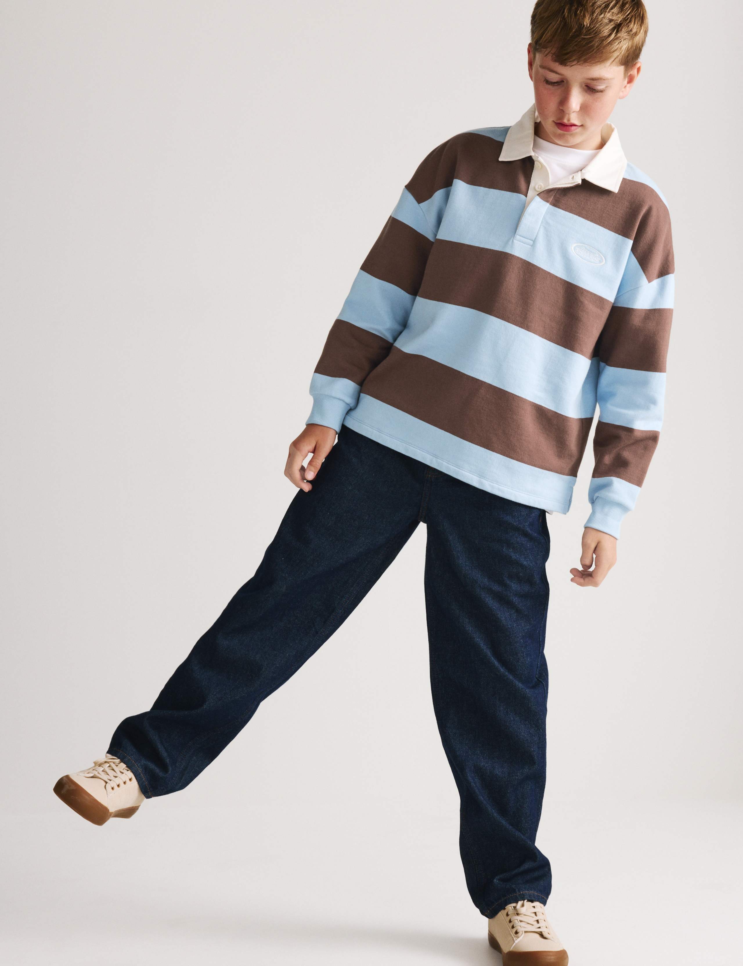 Pure Cotton Striped Rugby Sweatshirt (6-16 Yrs) 3 of 6