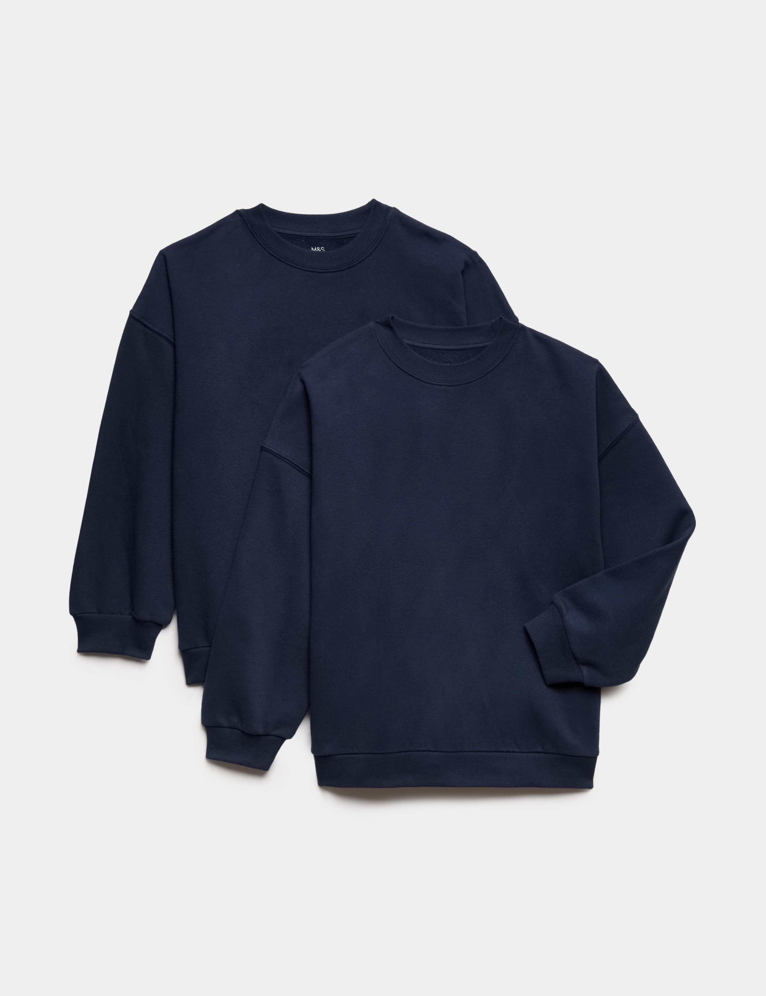 2 Pack Cotton Rich Plain Sweatshirts (6-16 Yrs) 1 of 2
