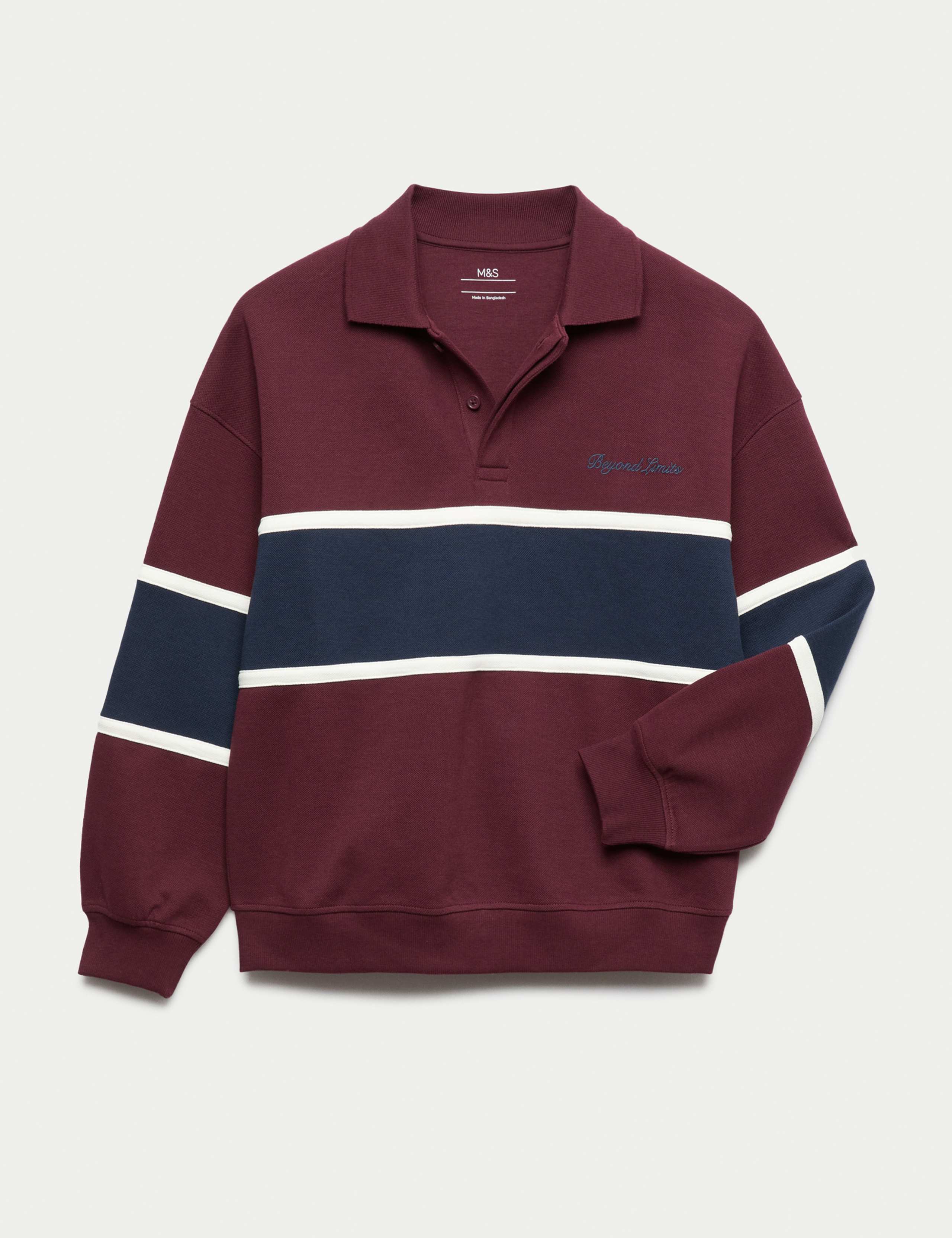 Cotton Rich Colour Block Rugby Sweatshirt (6-16 Yrs) 1 of 2