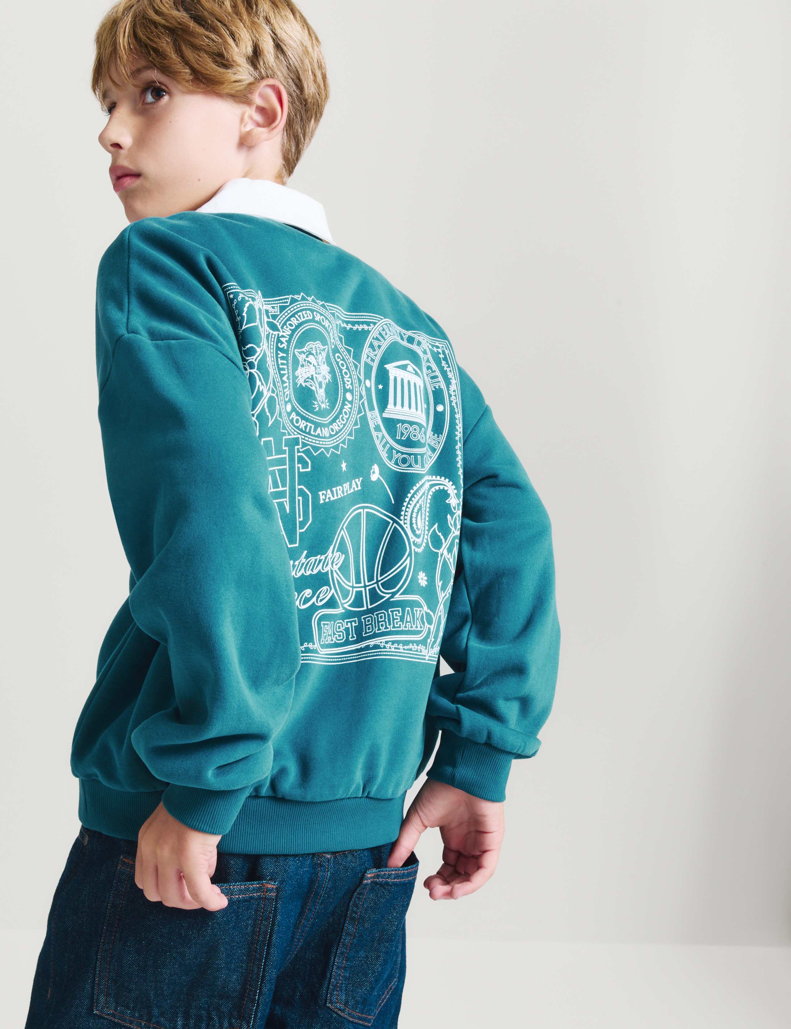 Cotton Rich Rugby Sweatshirt (6-16 Yrs) 4 of 6