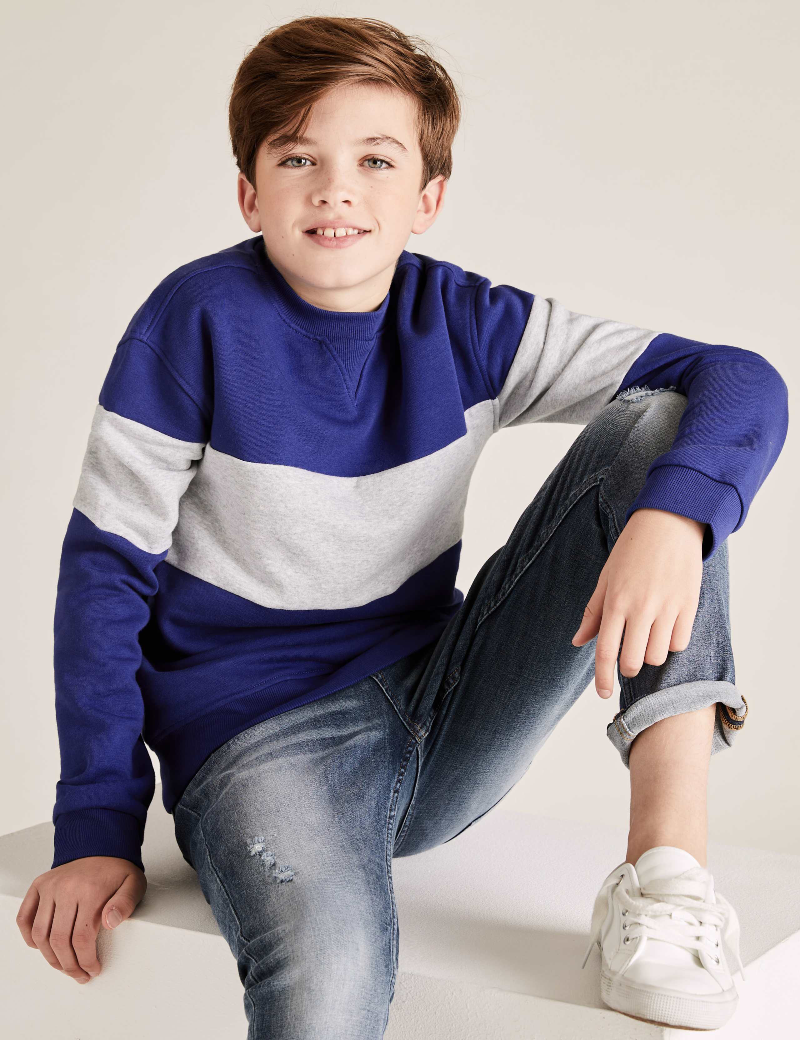 Organic Cotton Colour Block Sweatshirt (6-14 Yrs) 1 of 4