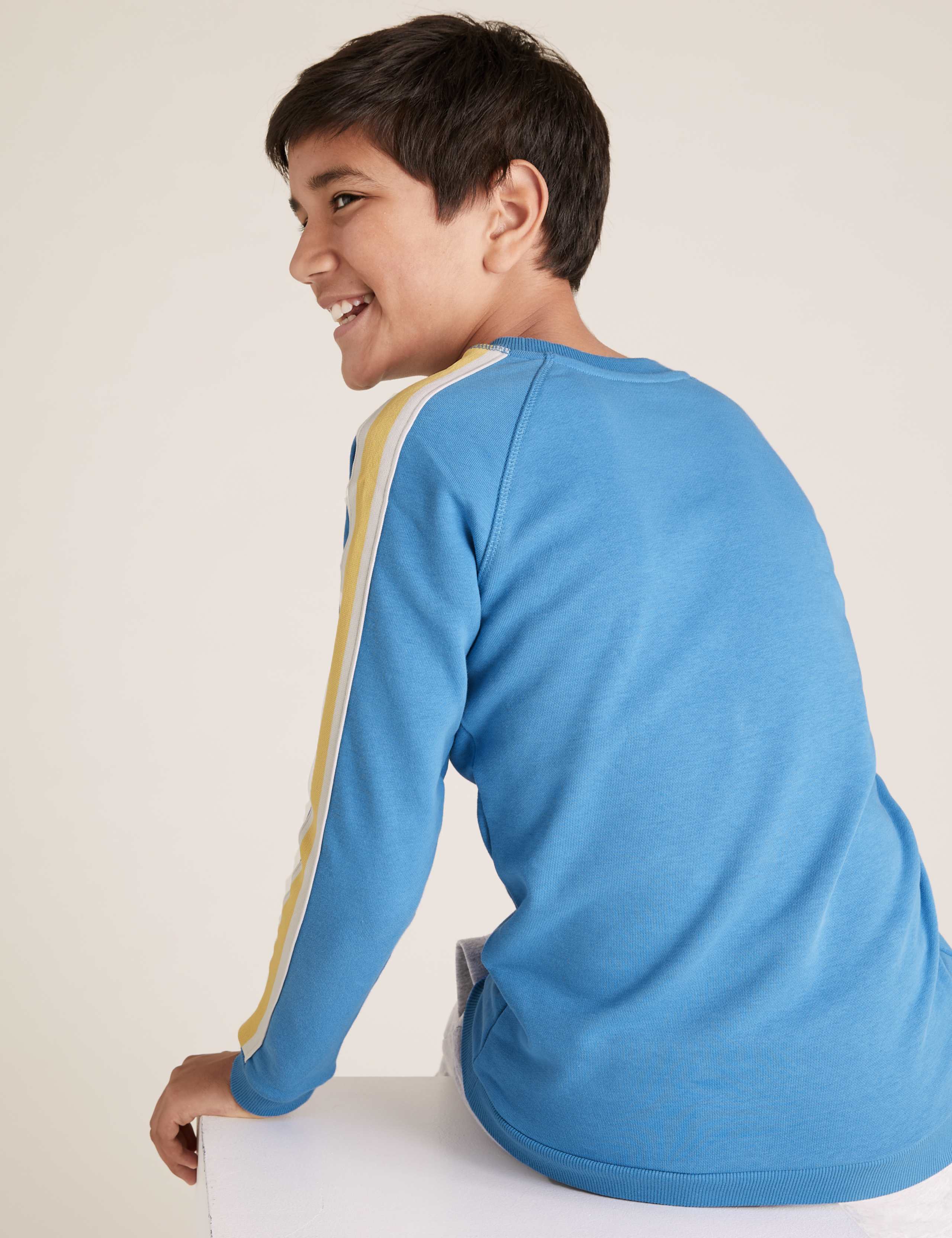 Cotton Raglan Striped Sweatshirt (6-16 Yrs) 4 of 4