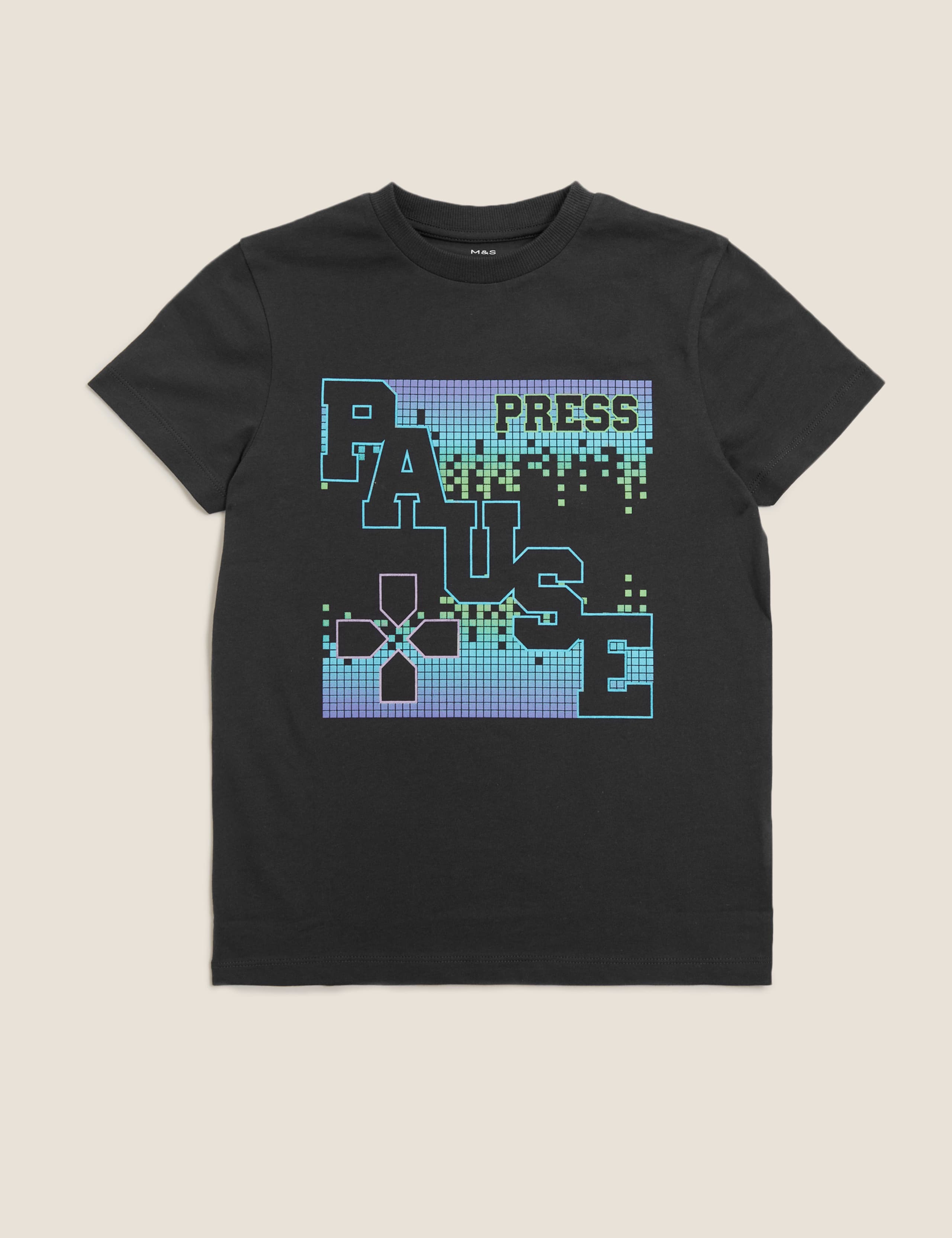 Pure Cotton Press Pause Slogan T-Shirt (6-16 Yrs) 2 of 4