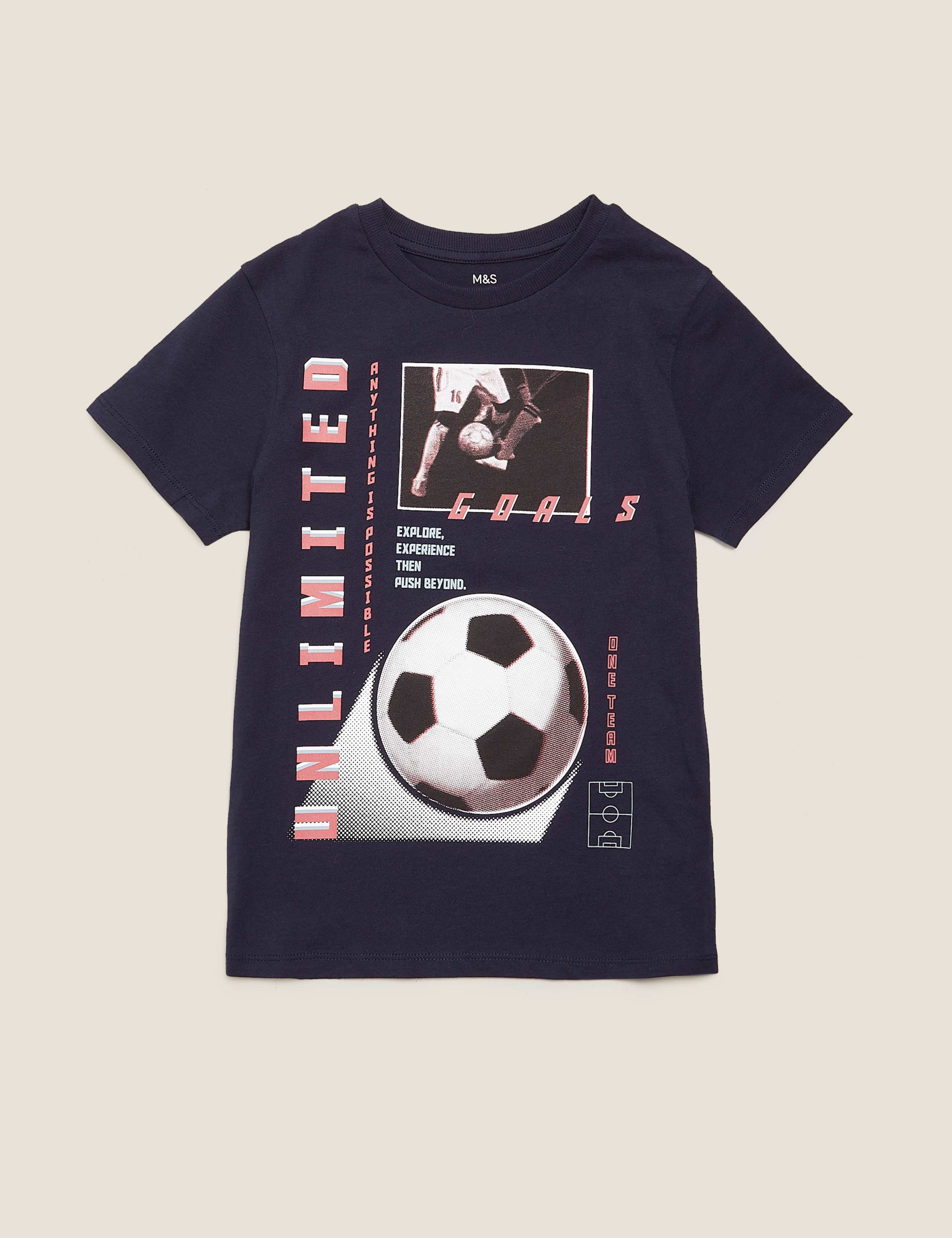 Pure Cotton Football Graphic T-Shirt (6-16 Yrs) 1 of 1