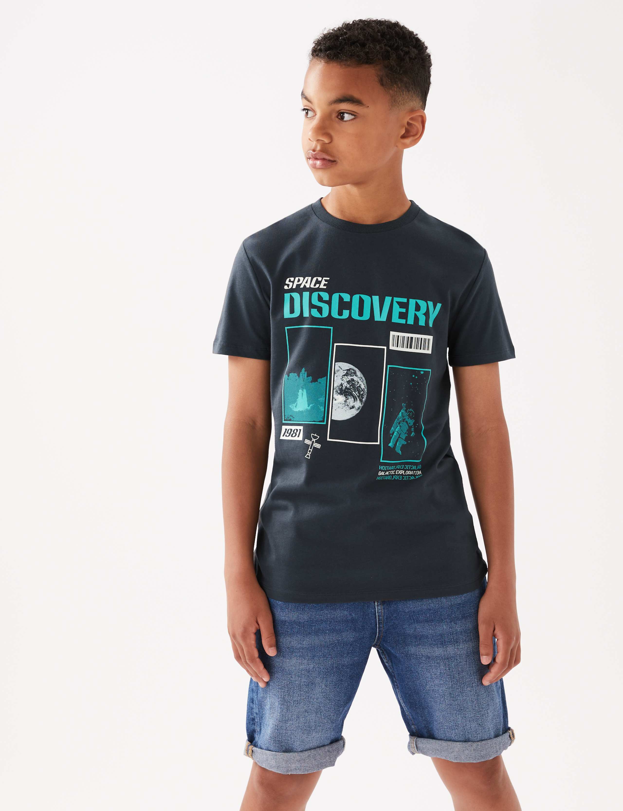 Pure Cotton Space T-Shirt (6-16 Yrs) 1 of 4