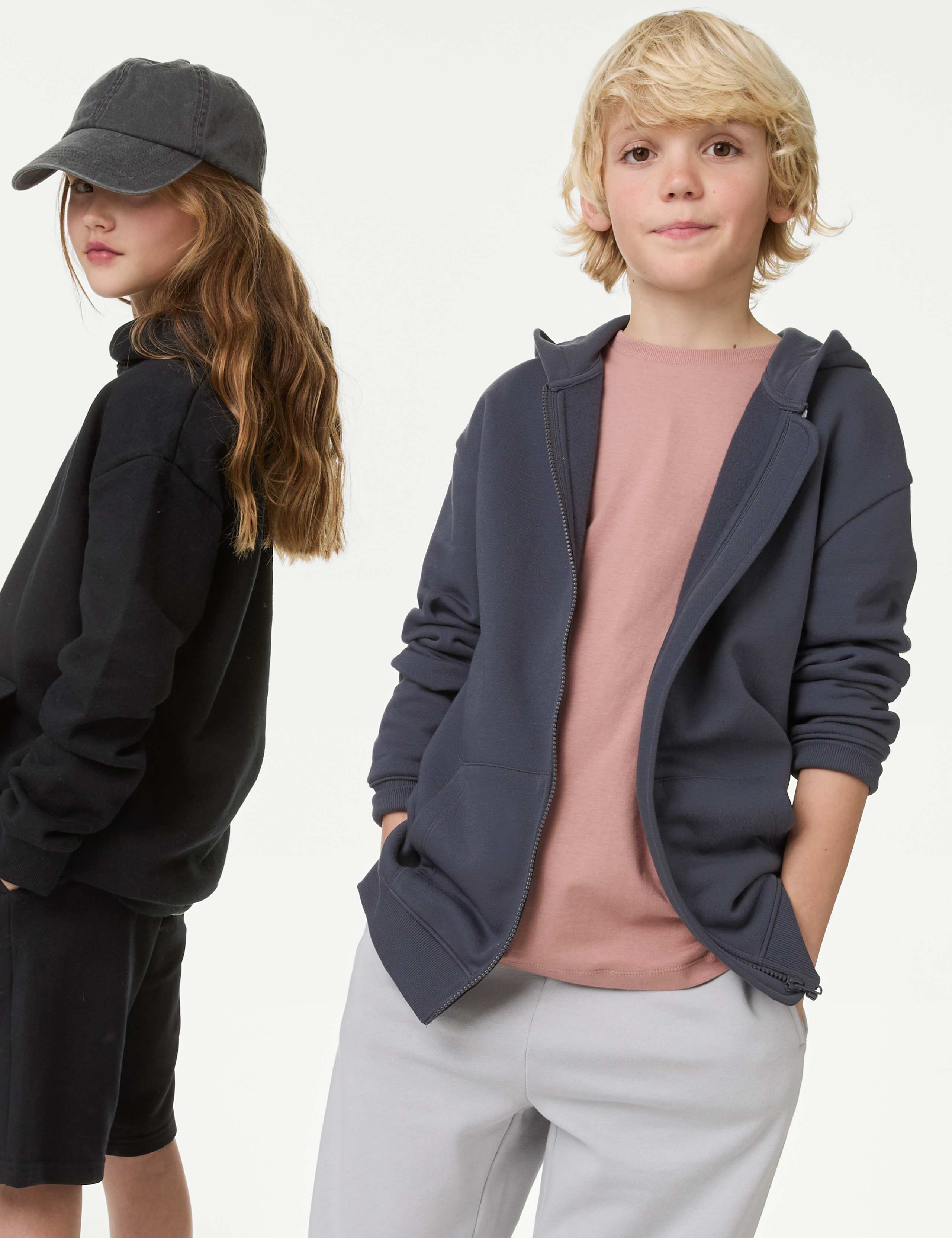 Cotton Rich Plain Zip Hoodie (6-16 Yrs) 1 of 3