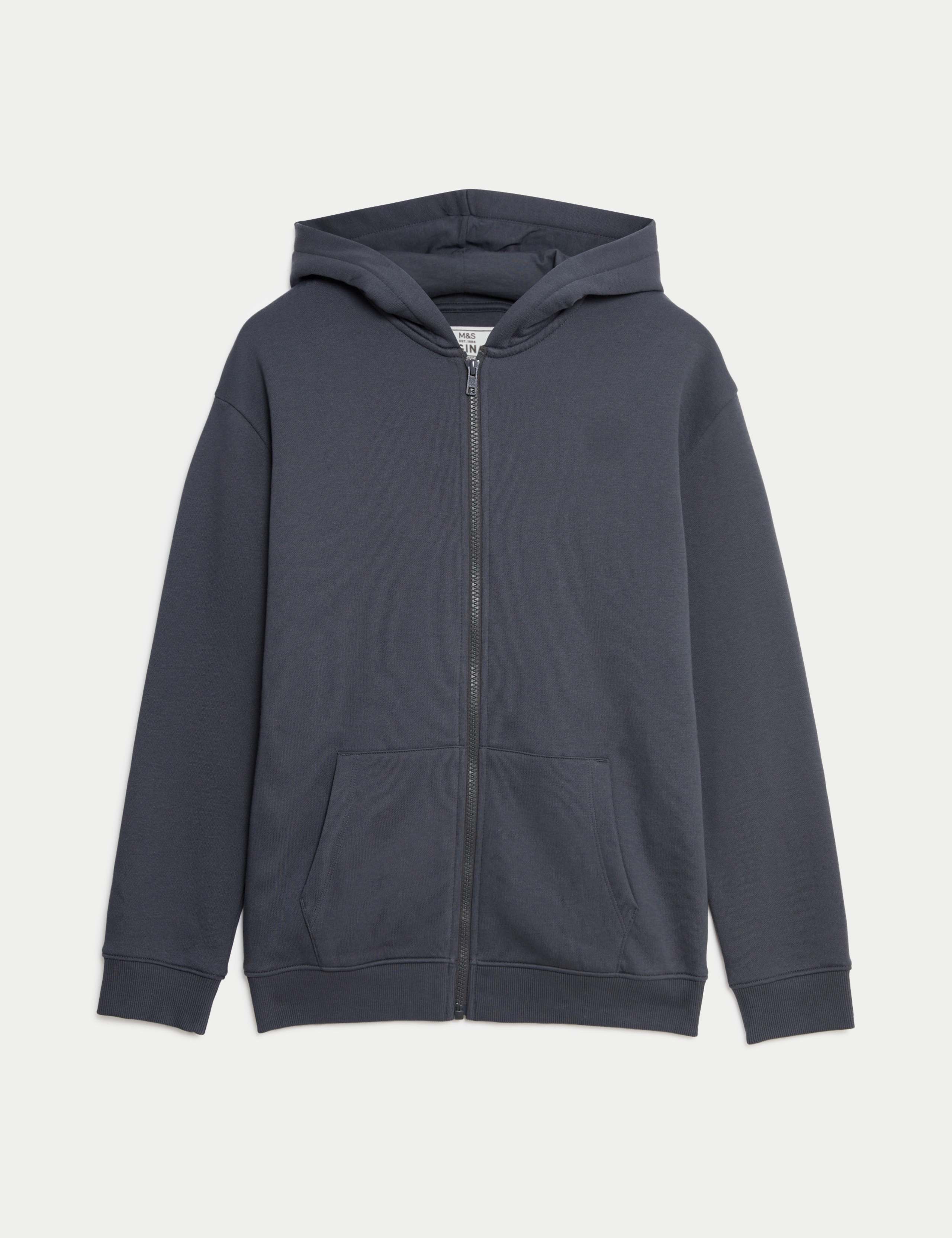 Cotton Rich Plain Zip Hoodie (6-16 Yrs) 2 of 3
