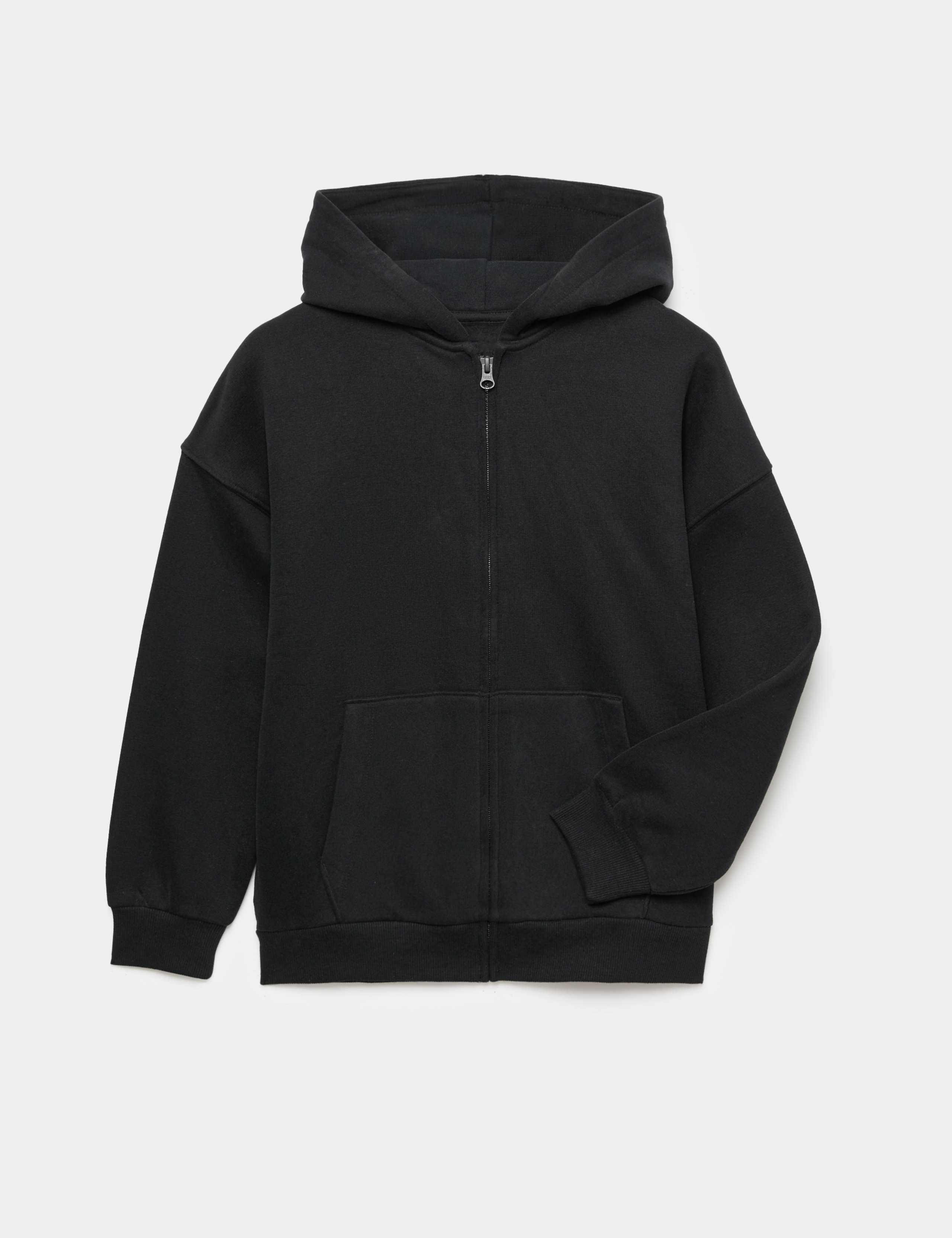 Cotton Rich Plain Zip Hoodie (6-14 Yrs) 1 of 3