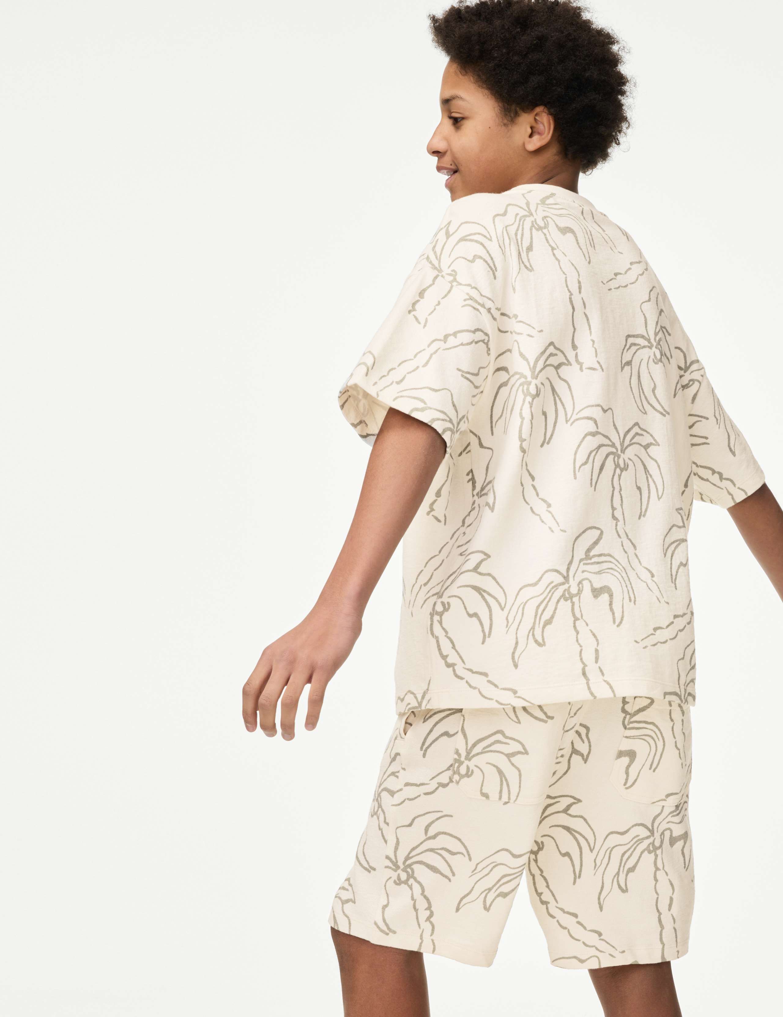 2pc Pure Cotton Palm Tree T-Shirt and Shorts (6-16 Yrs) 4 of 5