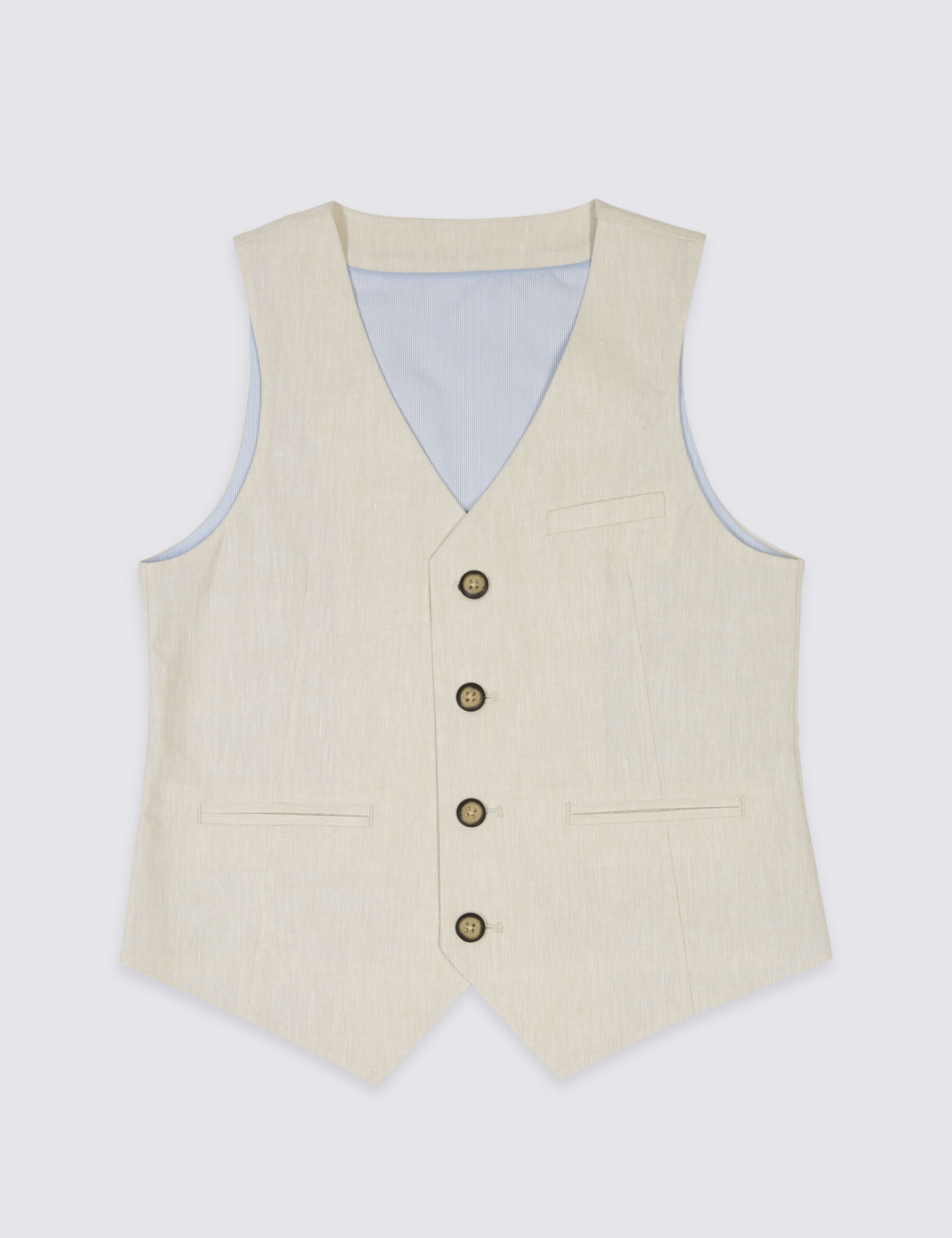 Linen Blend 4 Button Waistcoat (3-14 Years) 2 of 7