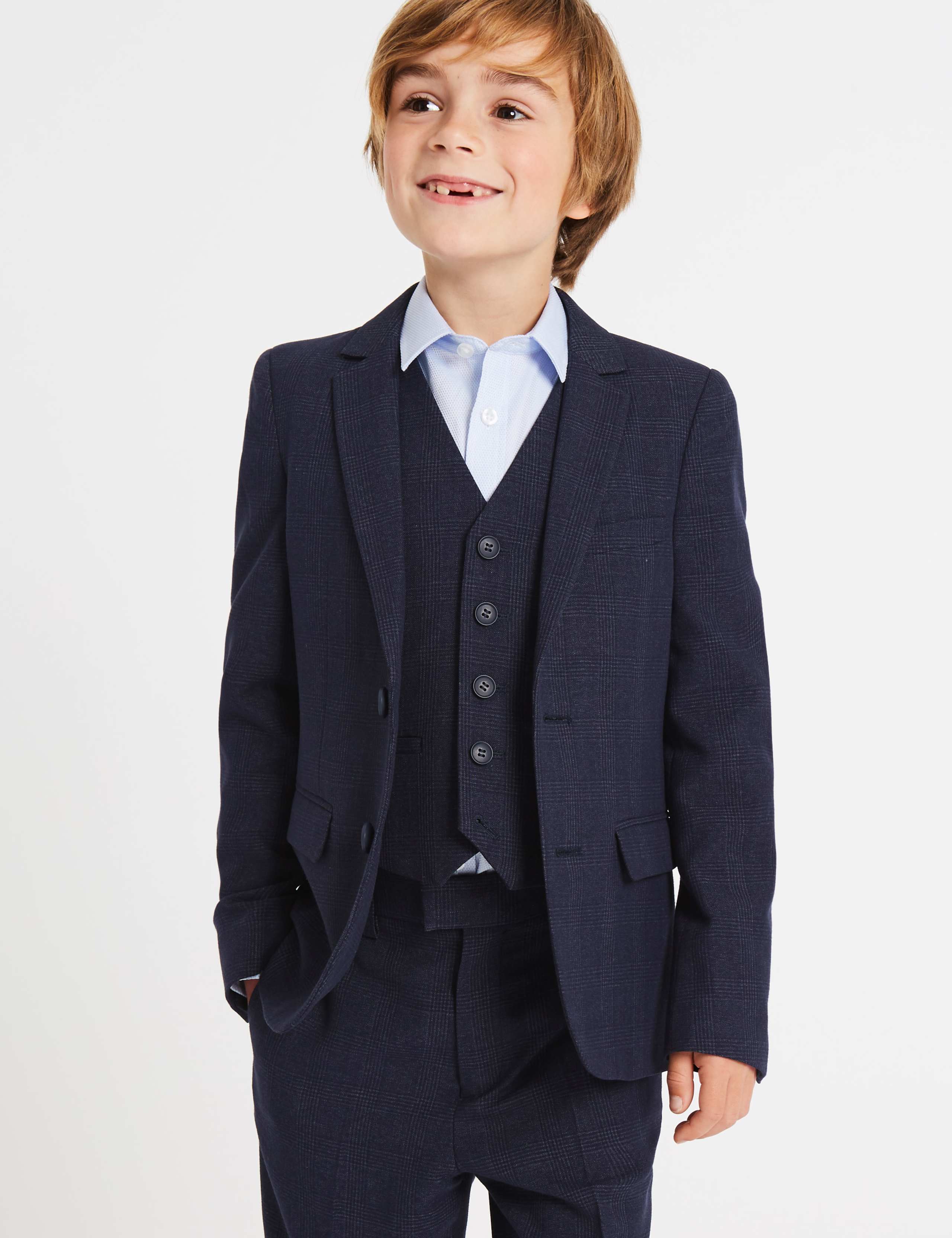 Checked V-Neck Jacket (3-14 Years) 3 of 9