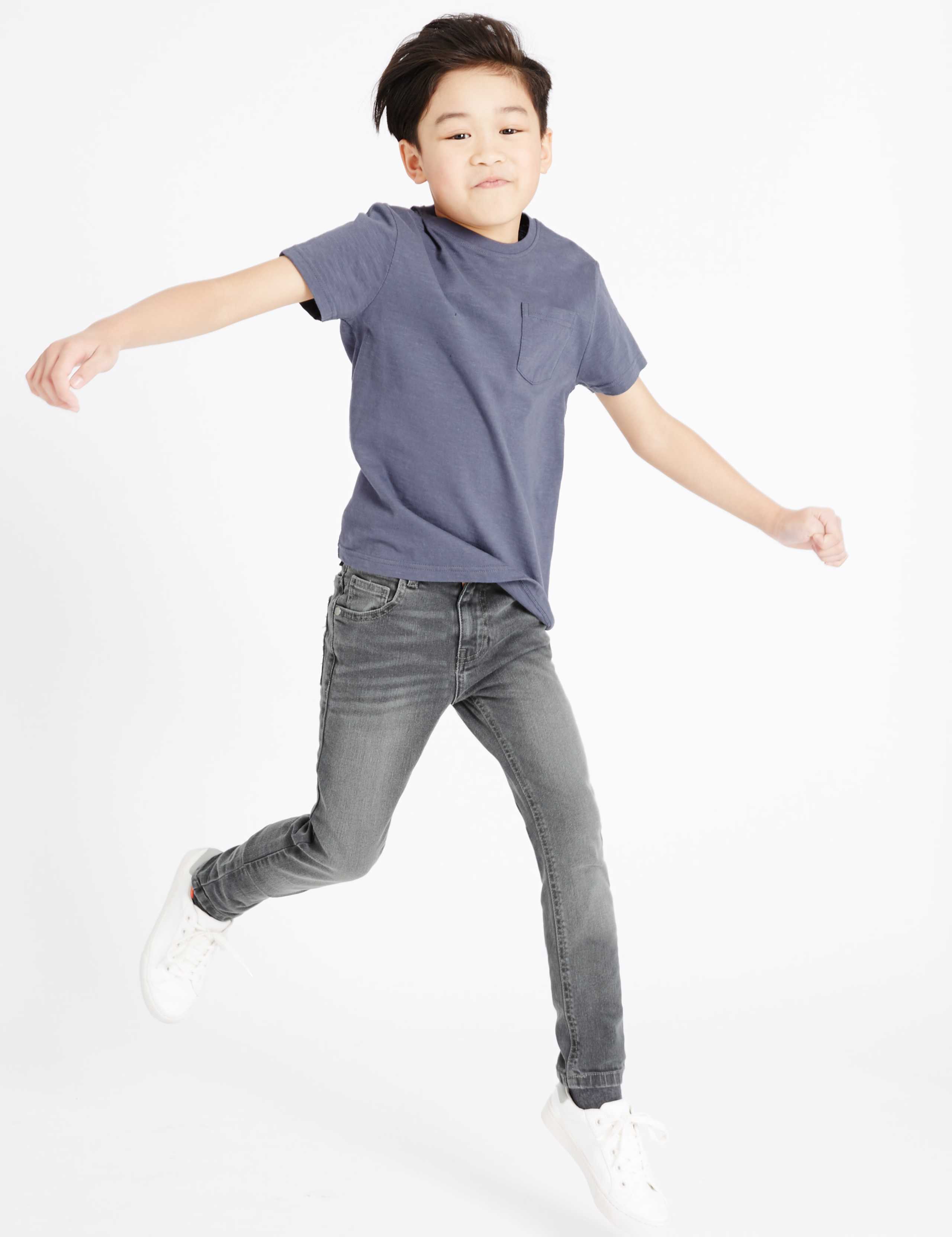 Cotton Slim Fit Jeans with Stretch (3-14 Years) 1 of 6