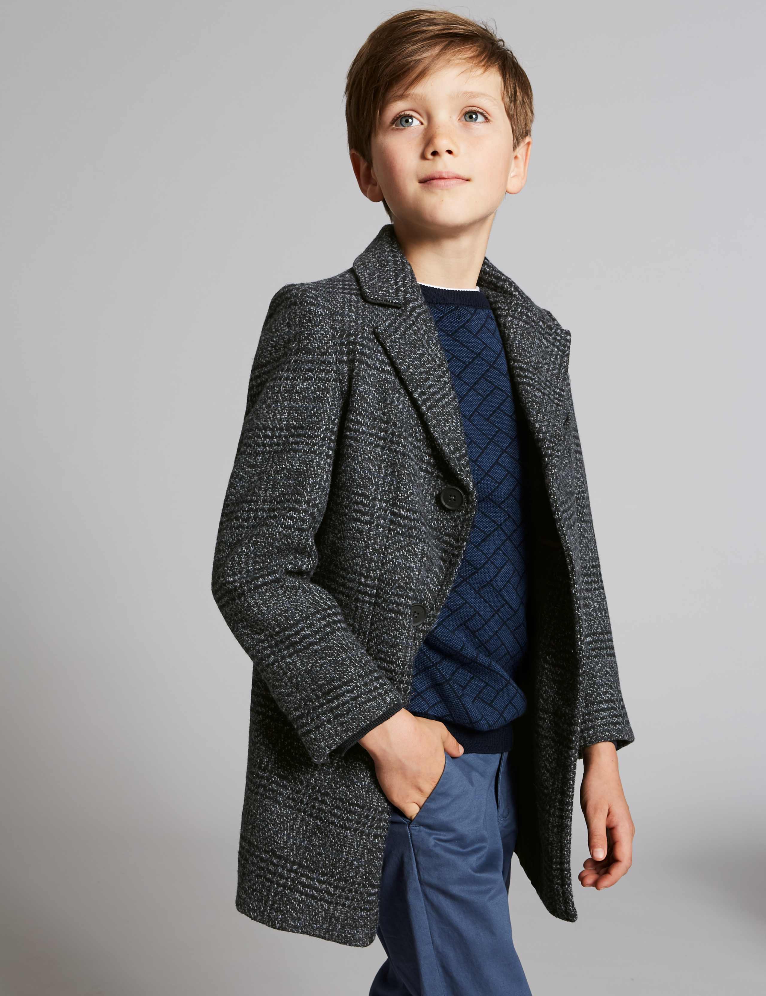 Checked Coat with wool (3-16 Years) 1 of 5