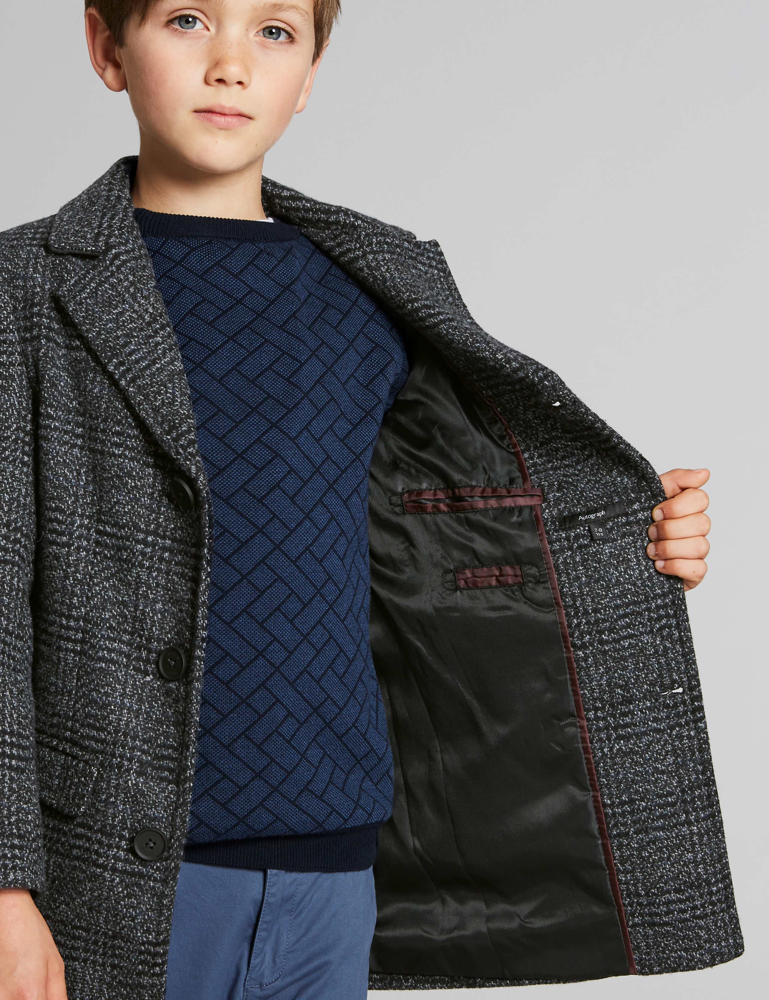 Checked Coat with wool (3-16 Years) 4 of 5
