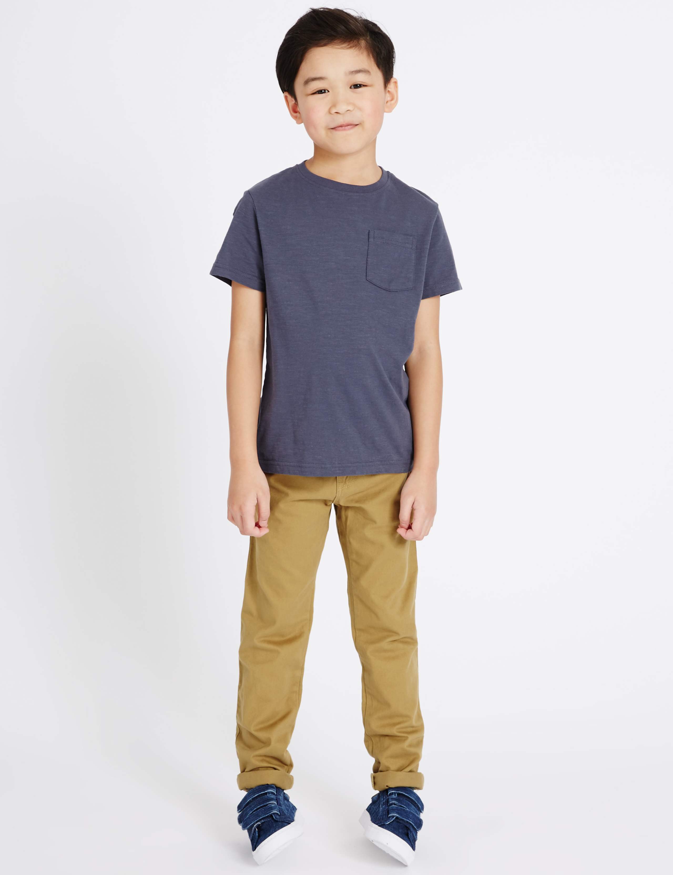 Pure Cotton Adjustable Waistband Chinos (5-14 Years) 1 of 6