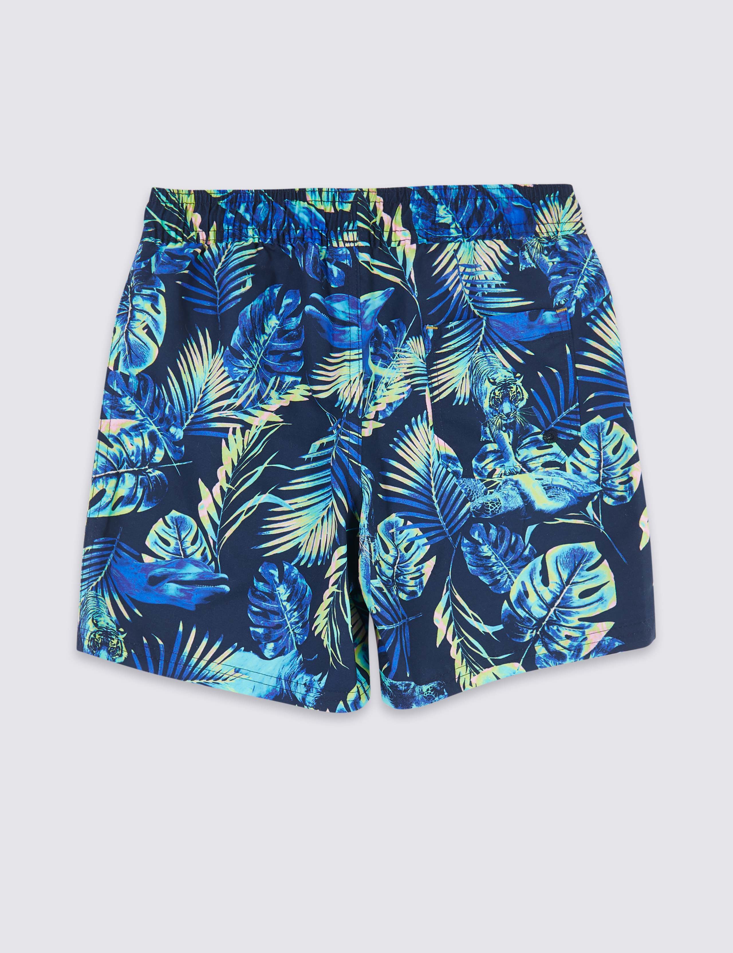 Sustainable Neon Leaf Print Swim Shorts (3-16 Years) 2 of 3