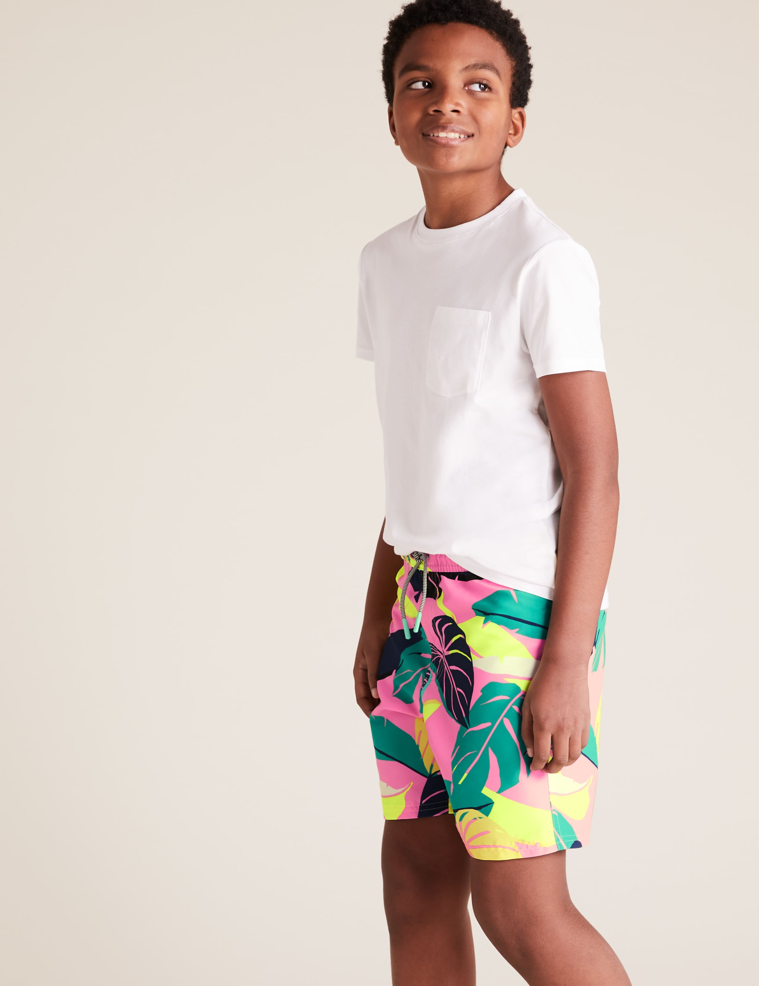 Leaf Print Swim Shorts (6-14 Yrs) 1 of 4
